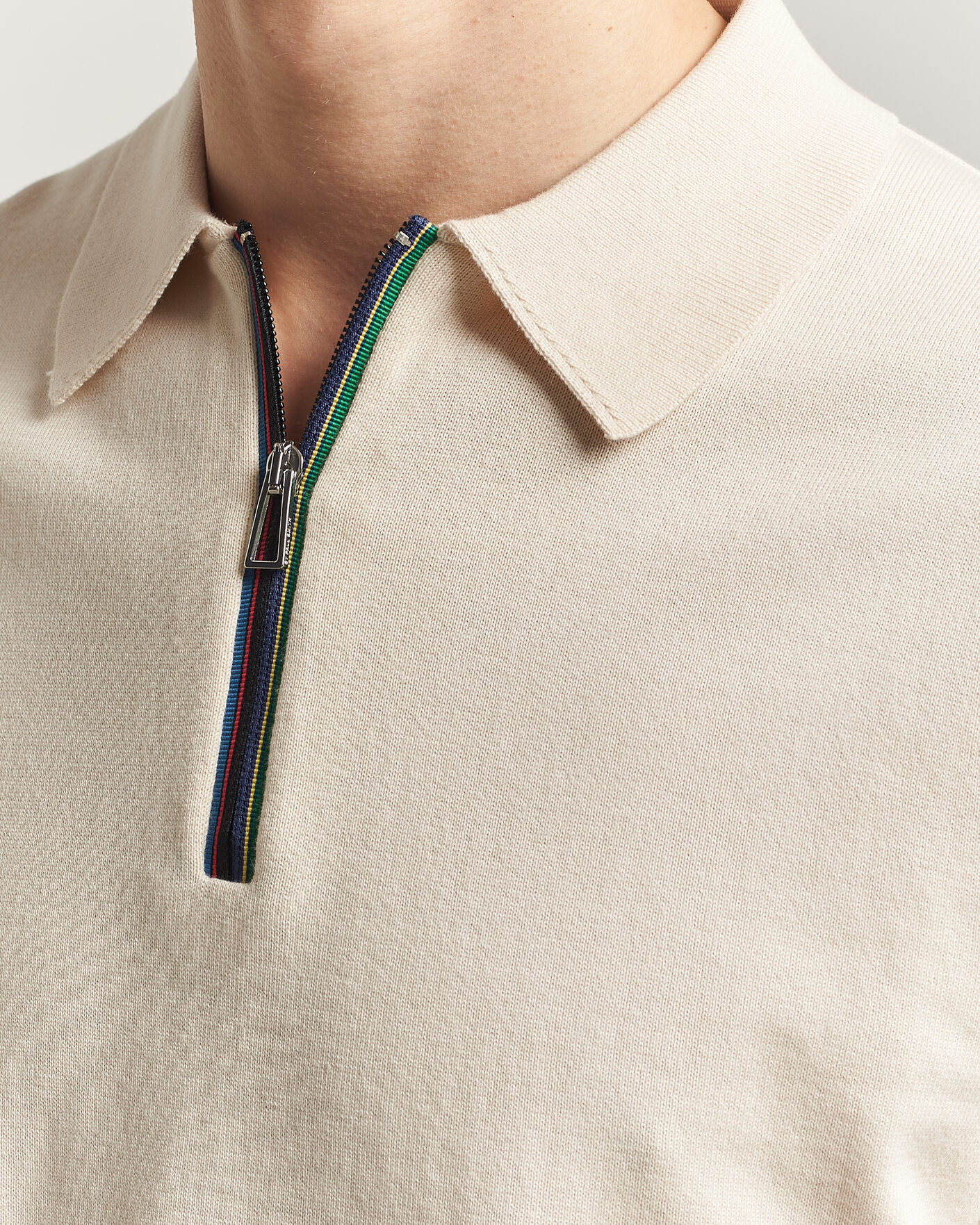 Herre | Polotrøjer | PS Paul Smith | Cotton Knitted Half Zip Polo Off White