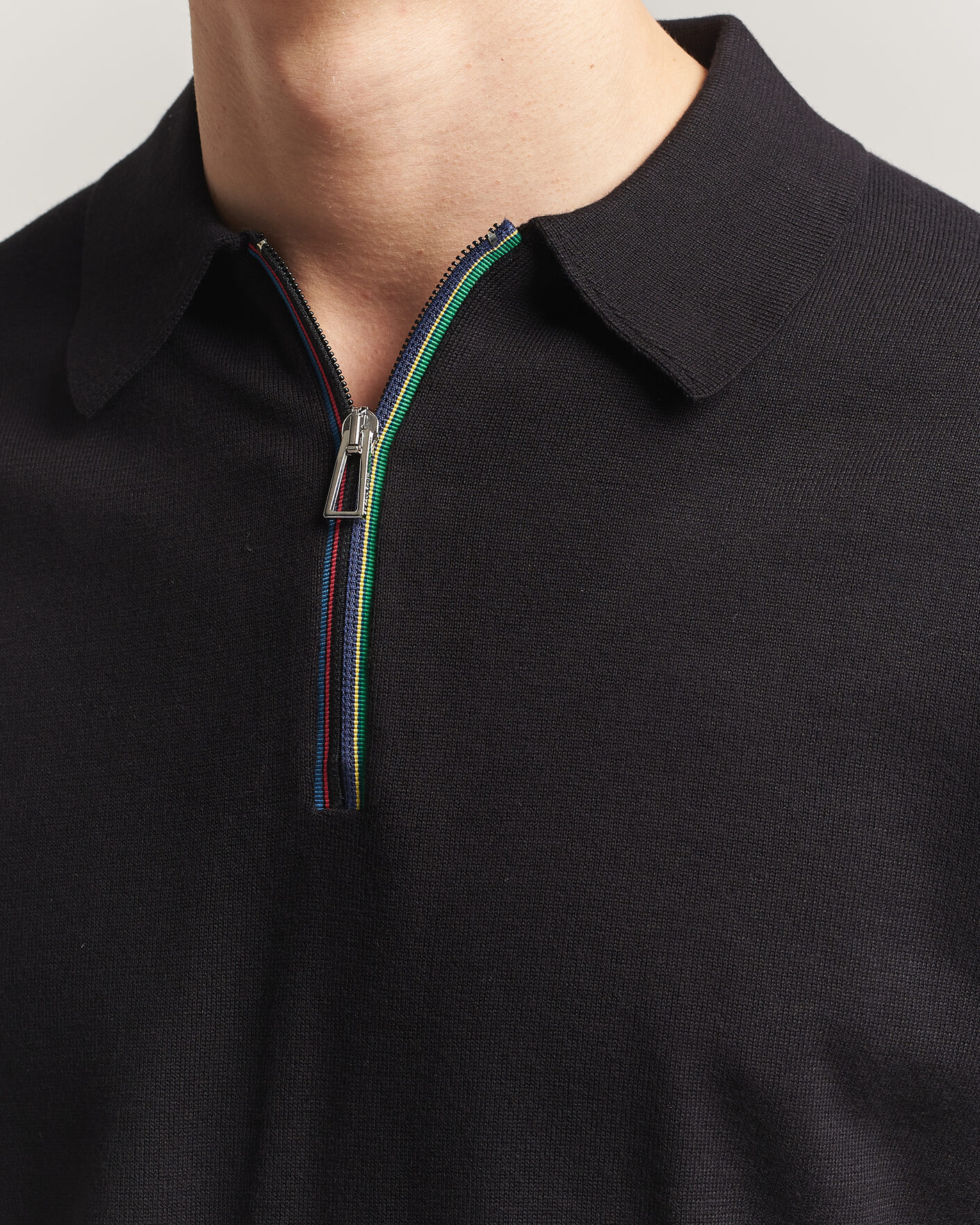 Herre | Polotrøjer | PS Paul Smith | Cotton Knitted Half Zip Polo Black