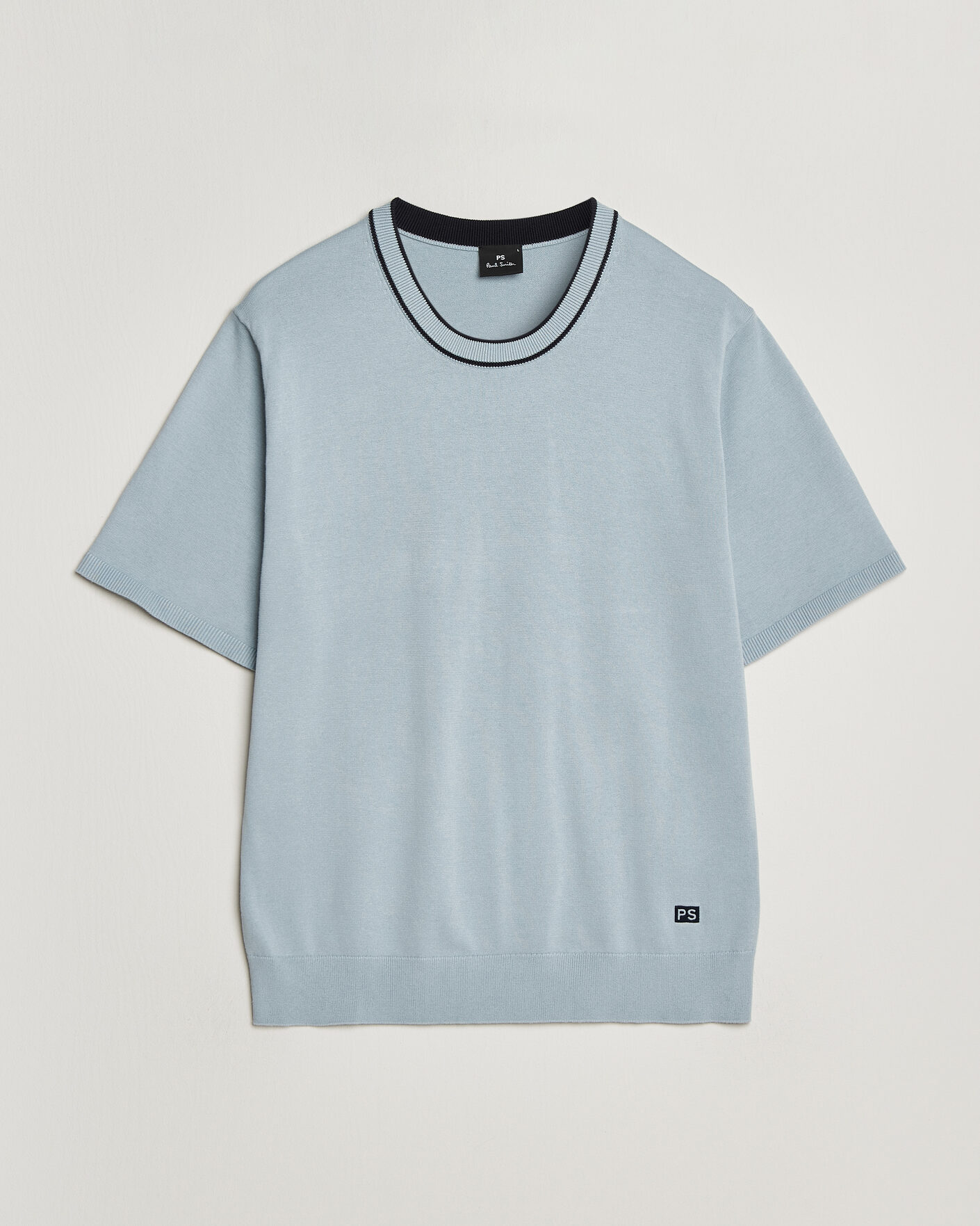 Herre | T-Shirts | PS Paul Smith | Cotton Knitted T-Shirt Light Blue