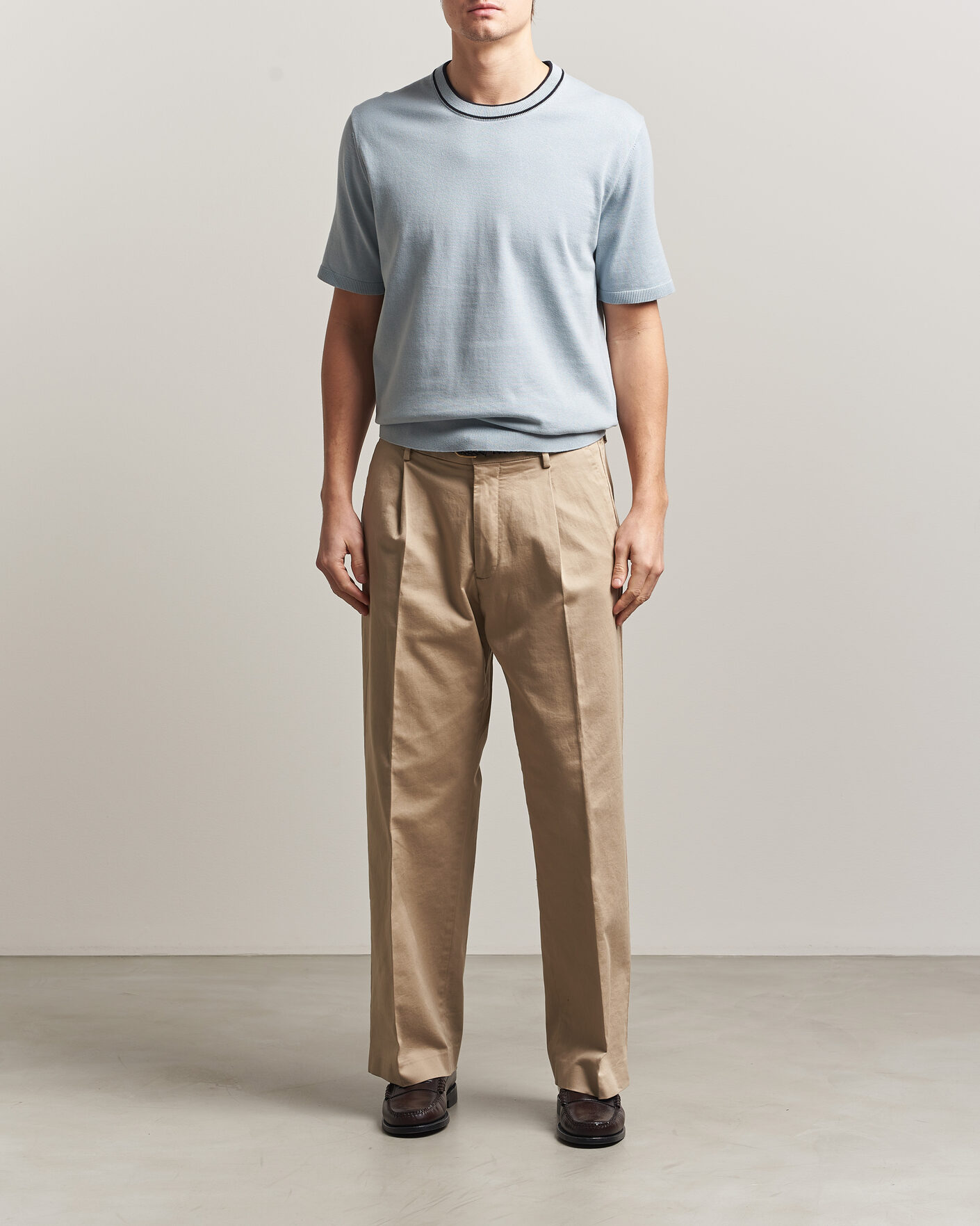 Herre | T-Shirts | PS Paul Smith | Cotton Knitted T-Shirt Light Blue