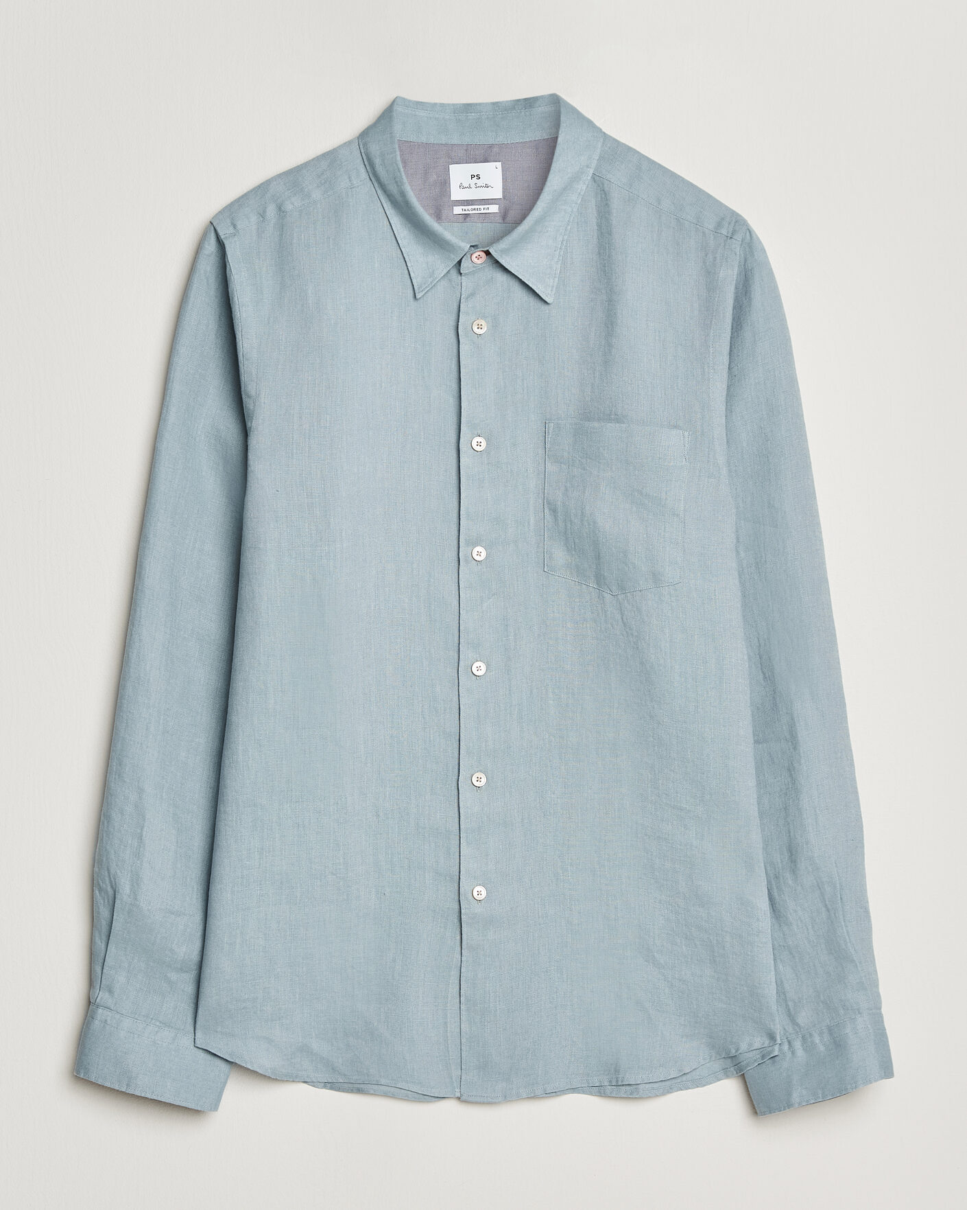 Herre | Skjorter | PS Paul Smith | Tailored Fit Linen Shirt Light Blue