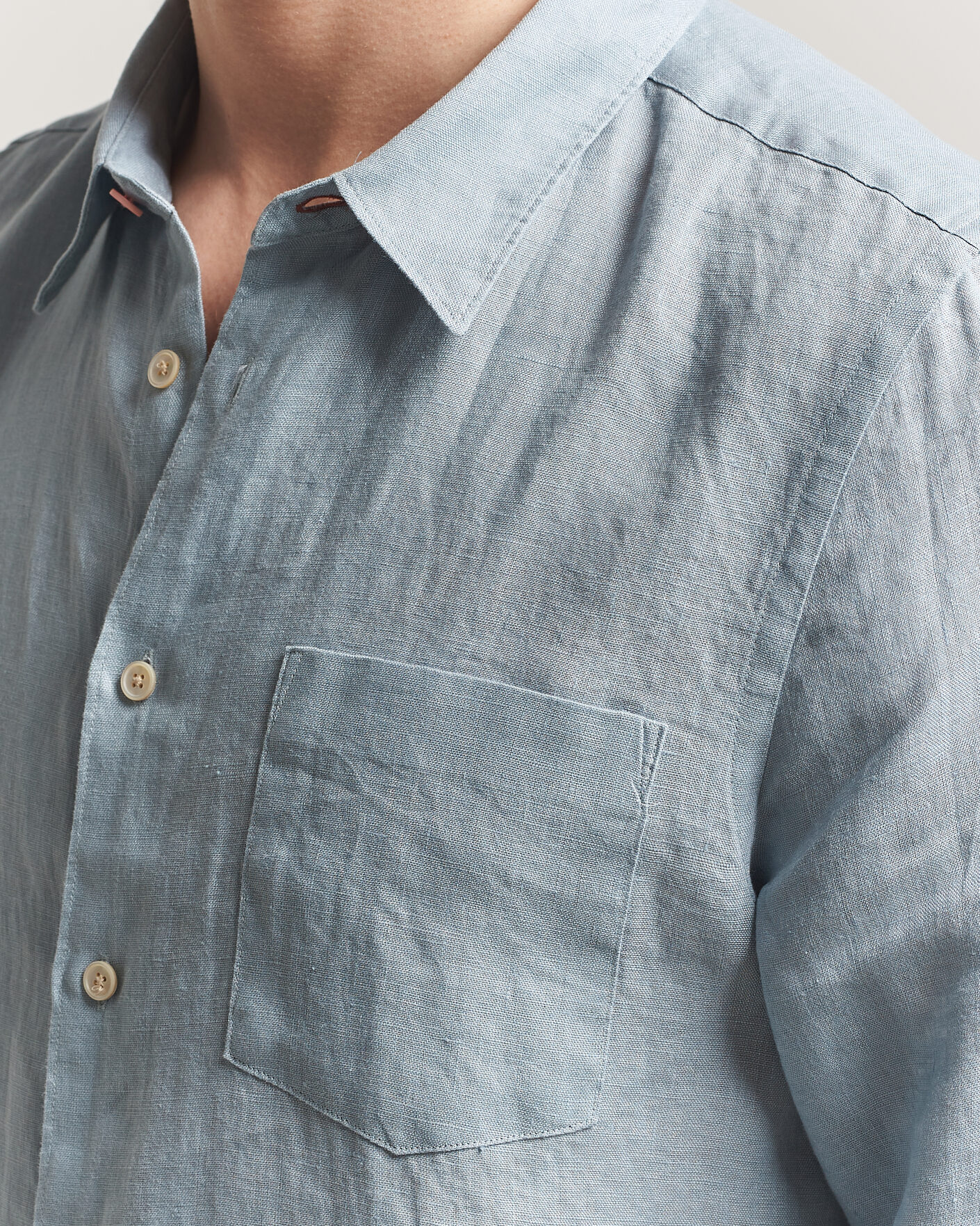 Herre | Skjorter | PS Paul Smith | Tailored Fit Linen Shirt Light Blue