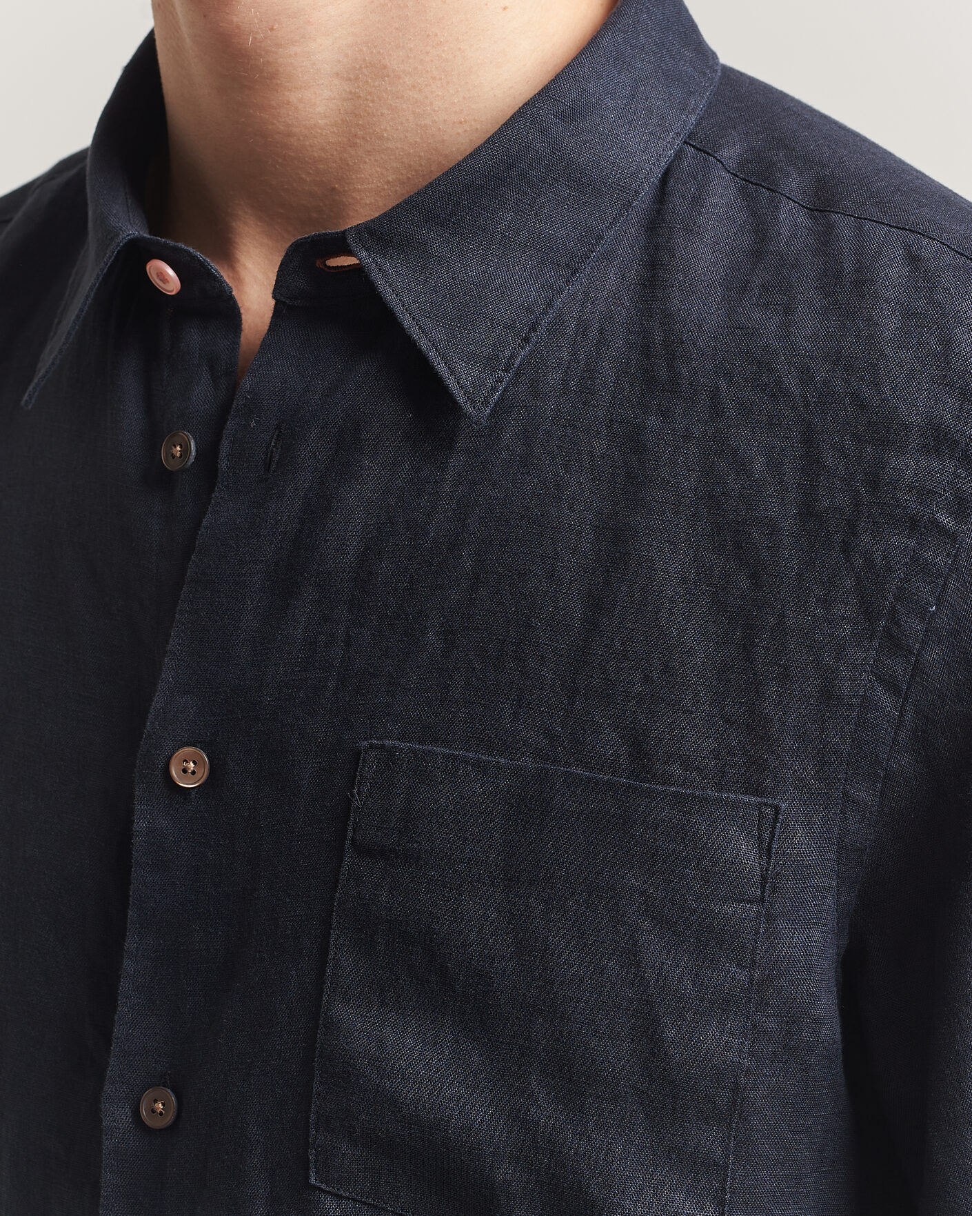 Herre | Skjorter | PS Paul Smith | Tailored Fit Linen Shirt Navy