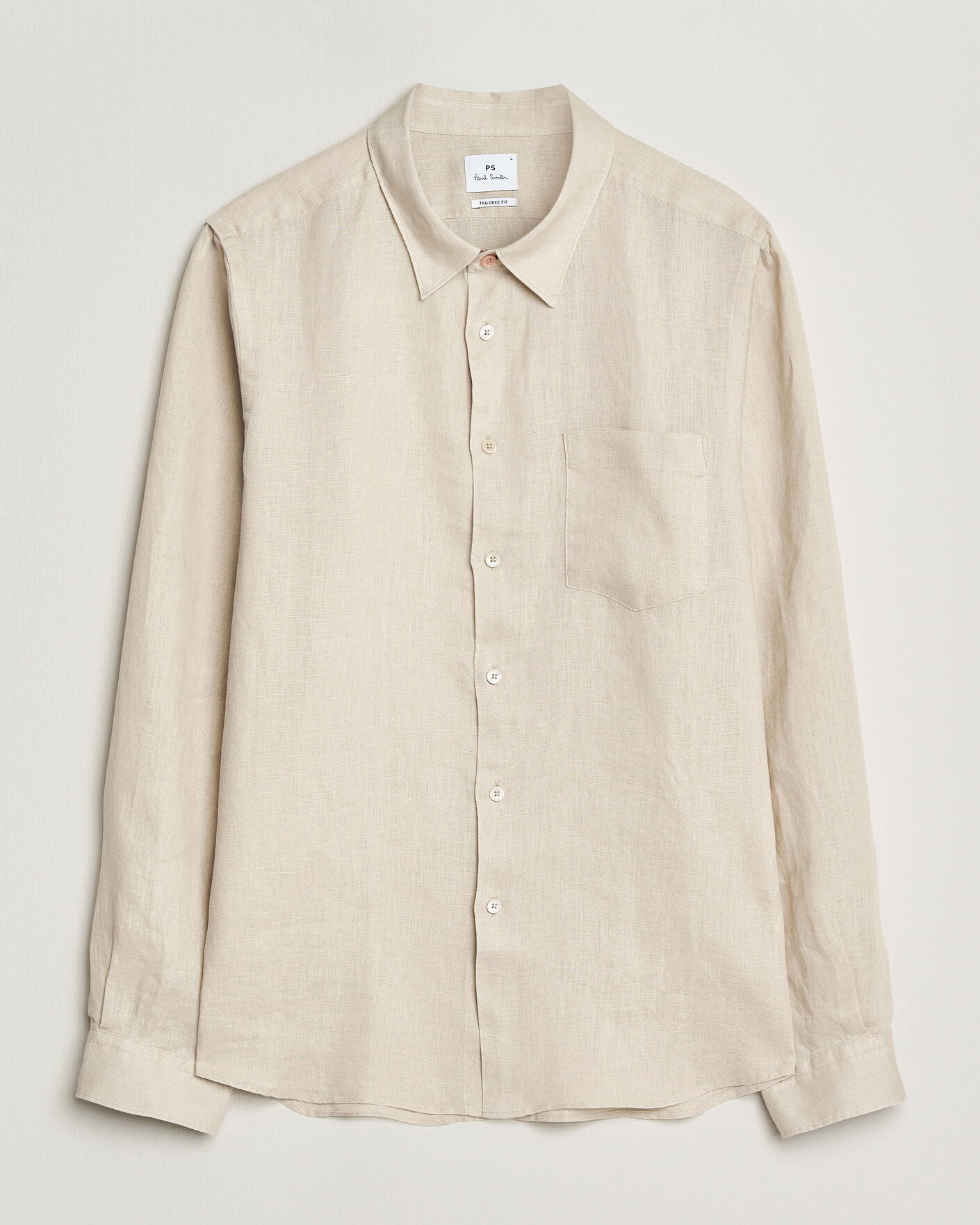 Herre | Skjorter | PS Paul Smith | Tailored Fit Linen Shirt Beige