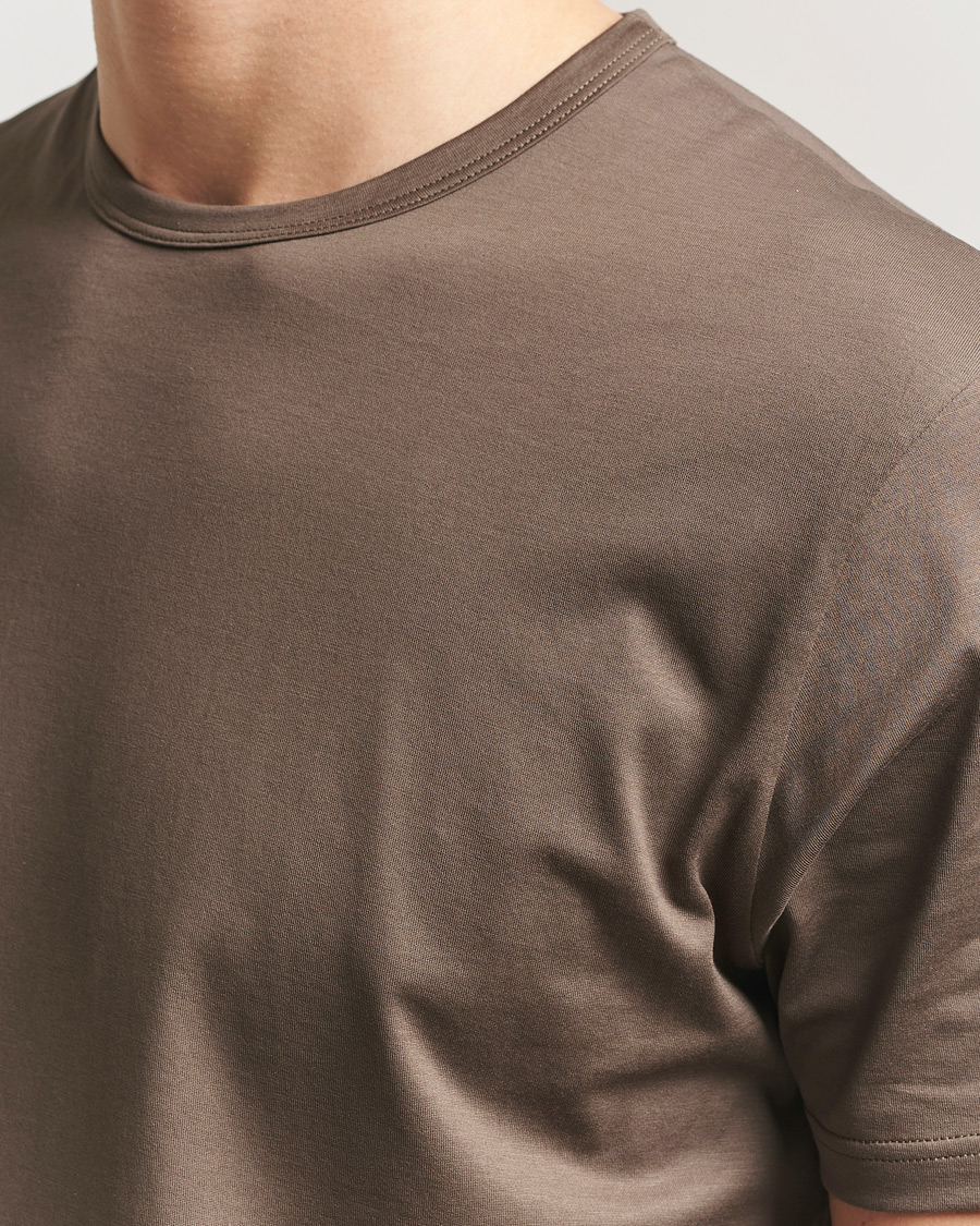 Herre | T-Shirts | Sunspel | Crew Neck Q82 Cotton T-Shirt Dark Cedar