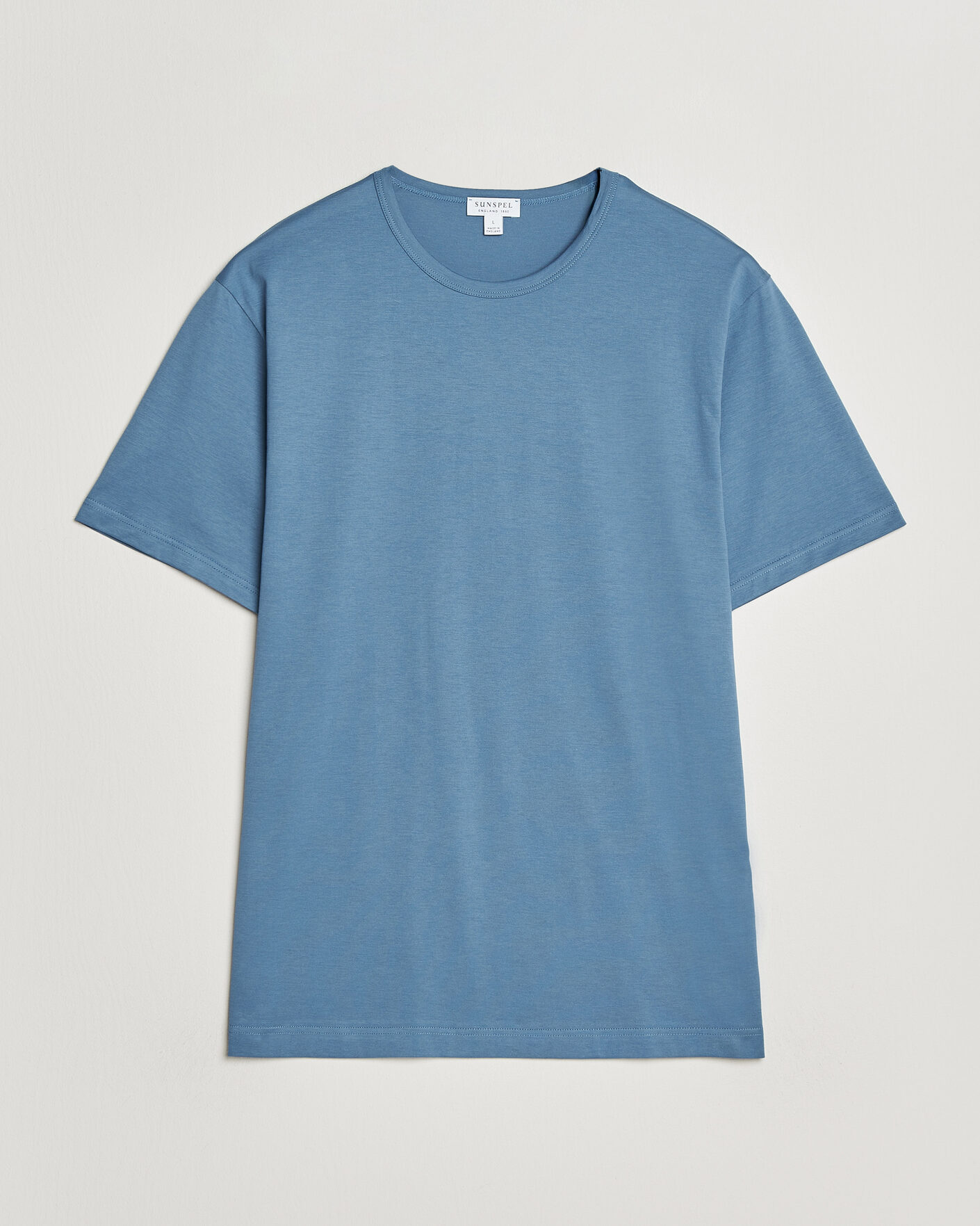 Herre | T-Shirts | Sunspel | Crew Neck Q82 Cotton T-Shirt Air Force Blue