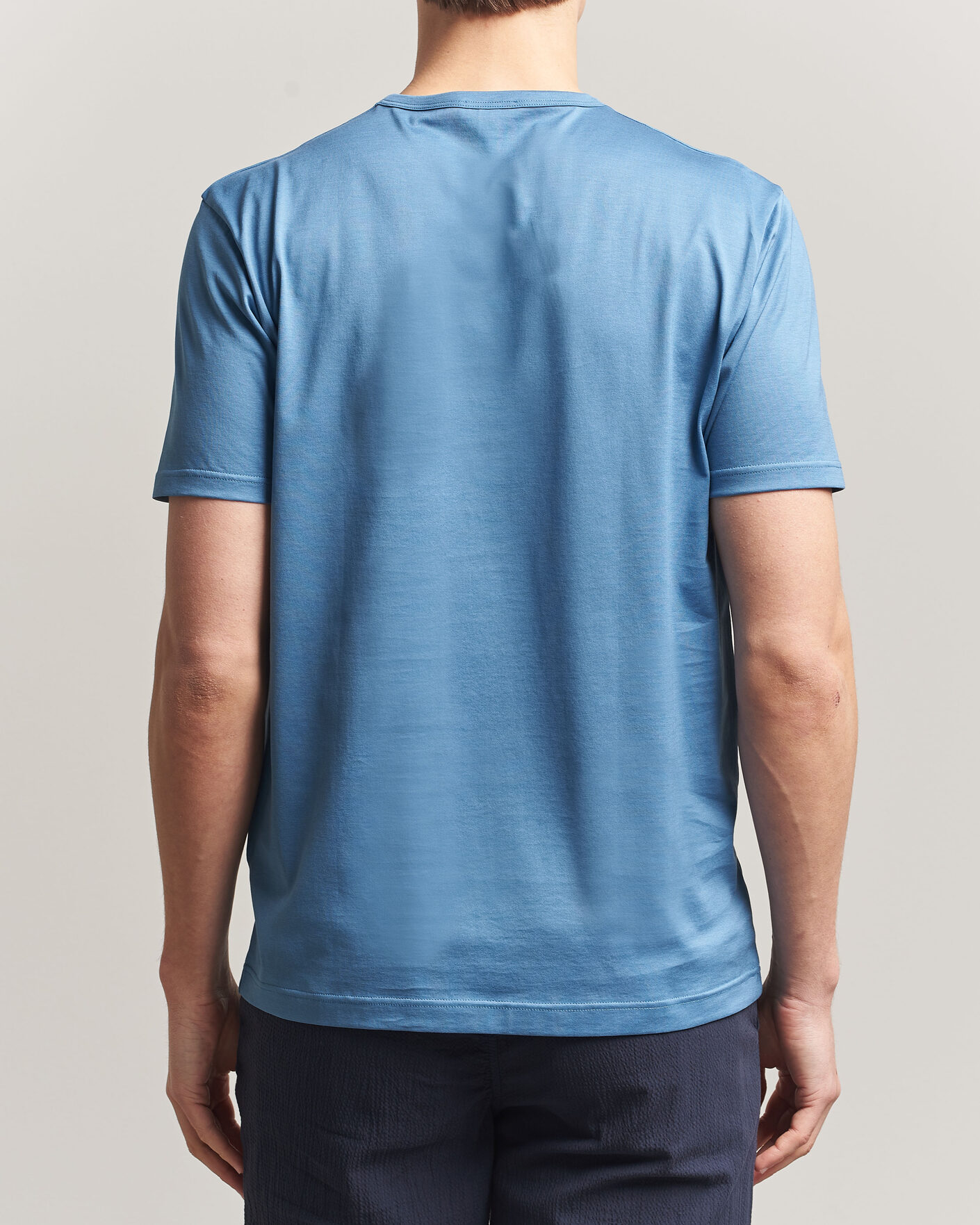 Herre | T-Shirts | Sunspel | Crew Neck Q82 Cotton T-Shirt Air Force Blue