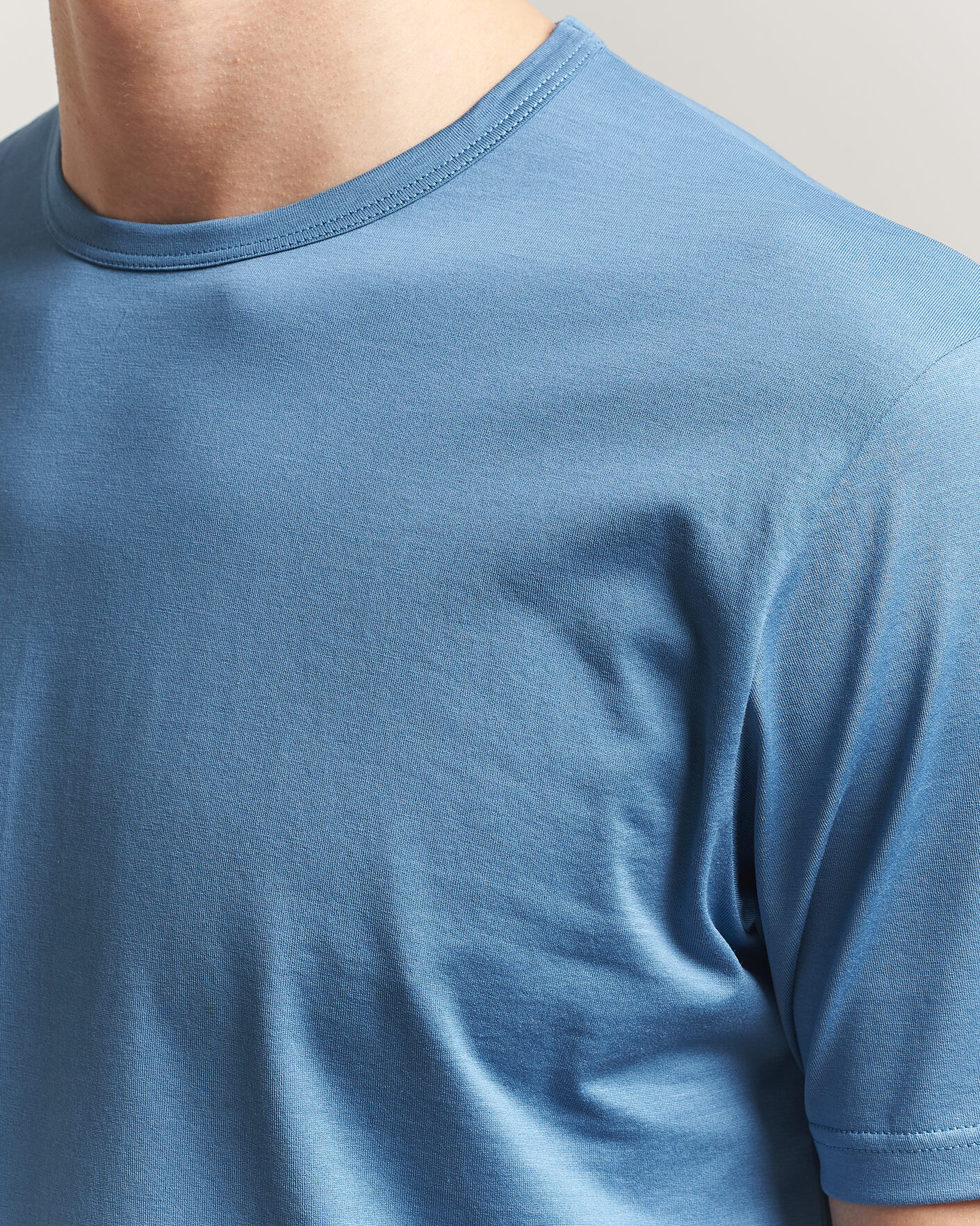 Herre | T-Shirts | Sunspel | Crew Neck Q82 Cotton T-Shirt Air Force Blue
