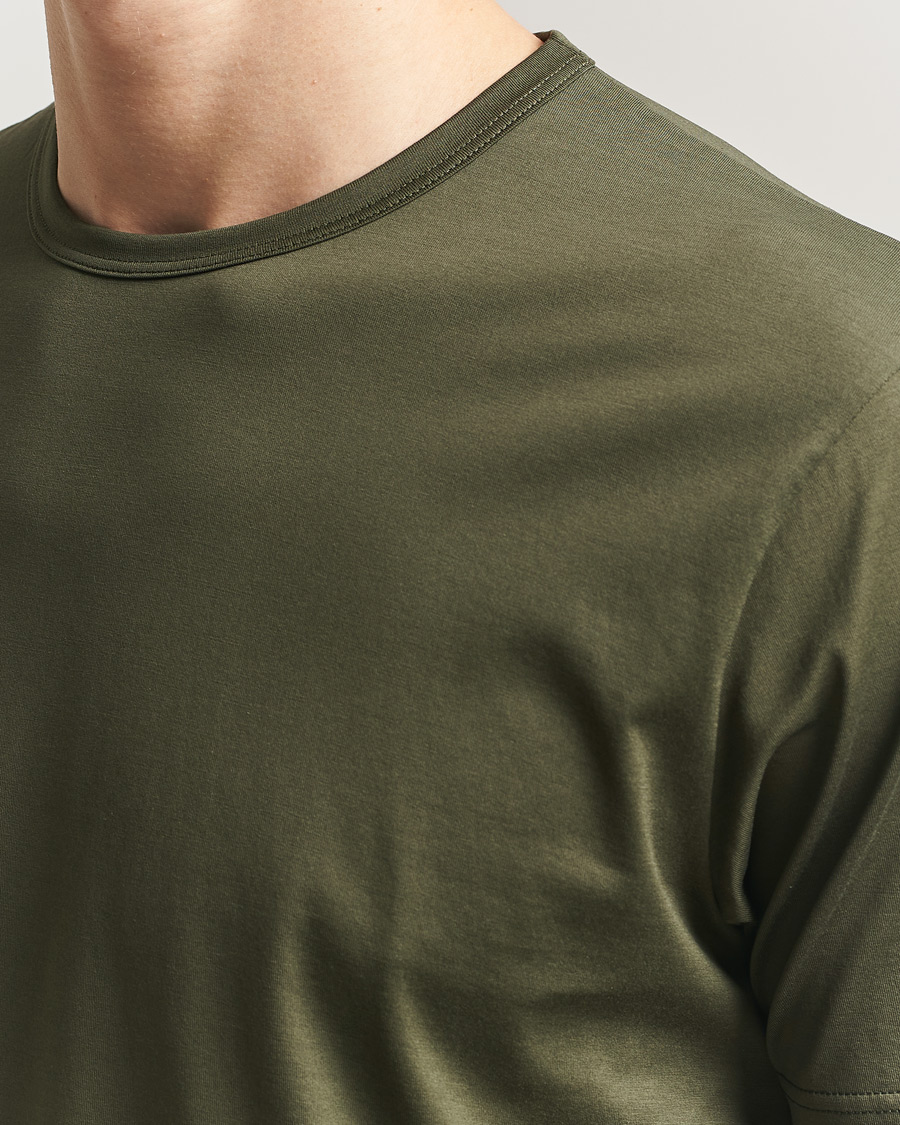 Herre | T-Shirts | Sunspel | Crew Neck Q82 Cotton T-Shirt Deep Olive