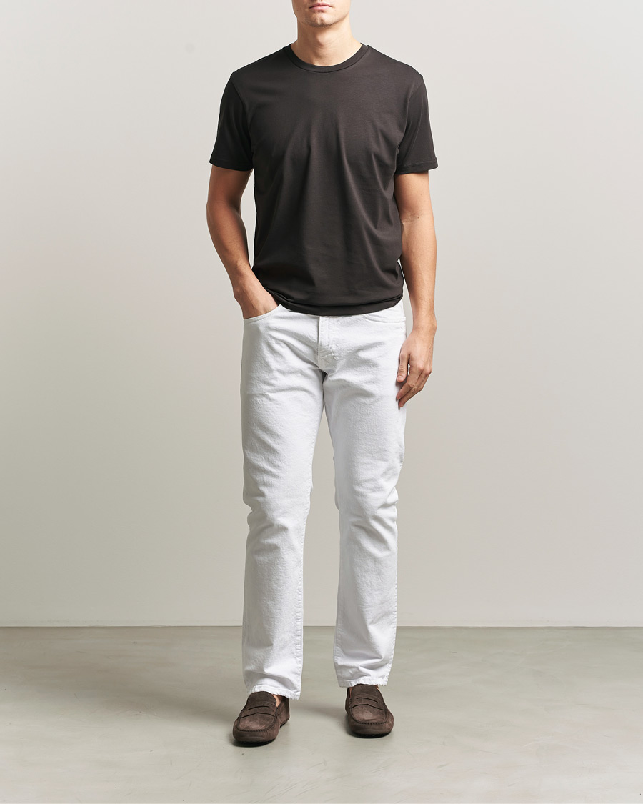Herre | T-Shirts | Sunspel | Riviera Midweight T-Shirt Dark Chocolate