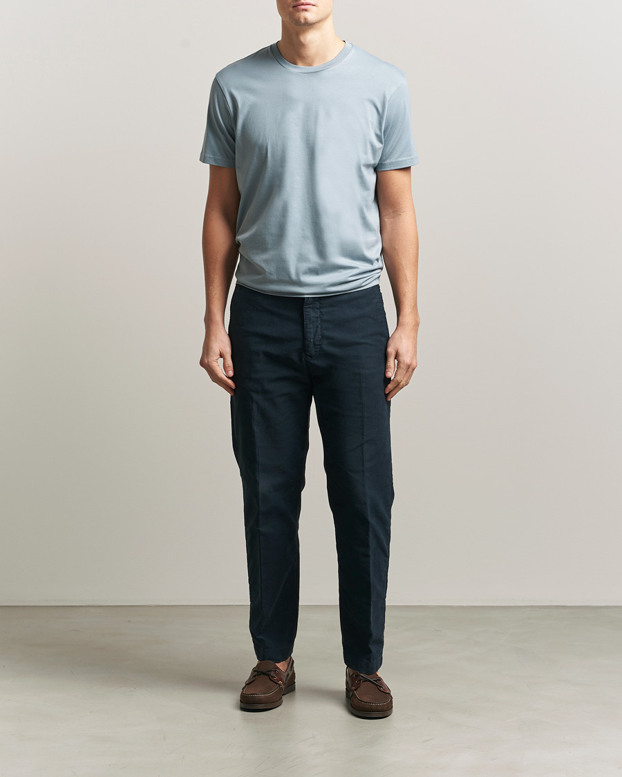 Herre | T-Shirts | Sunspel | Riviera Midweight T-Shirt Stone Blue
