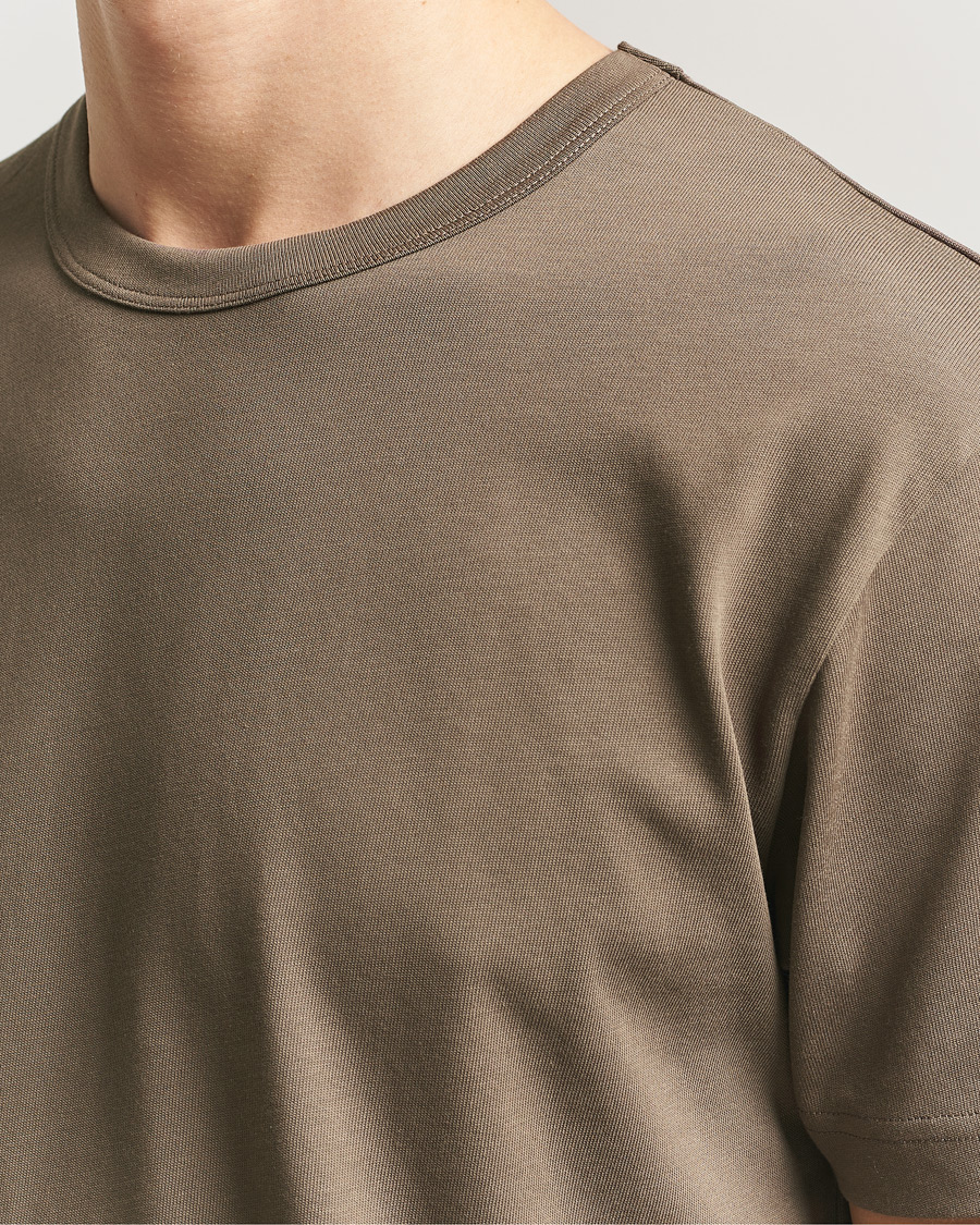 Herre | T-Shirts | Sunspel | Single Jersey Supima Cotton T-Shirt Dark Cedar