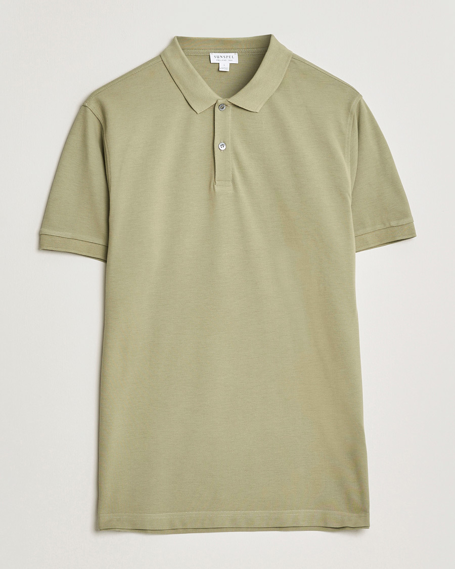 Herre | Polotrøjer | Sunspel | Supima Cotton Short Sleeve Pique Polo Pistachio