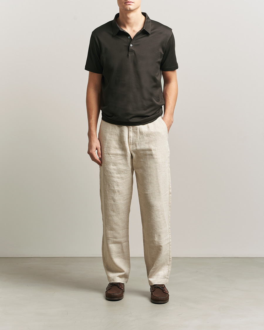 Herre | Polotrøjer | Sunspel | Cotton Jersey Polo Dark Chocolate