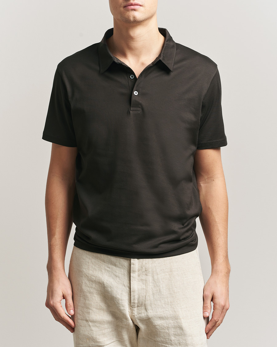 Herre | Polotrøjer | Sunspel | Cotton Jersey Polo Dark Chocolate