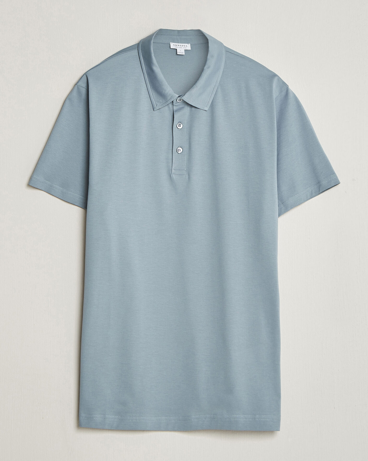 Herre | Polotrøjer | Sunspel | Cotton Jersey Polo Stone Blue