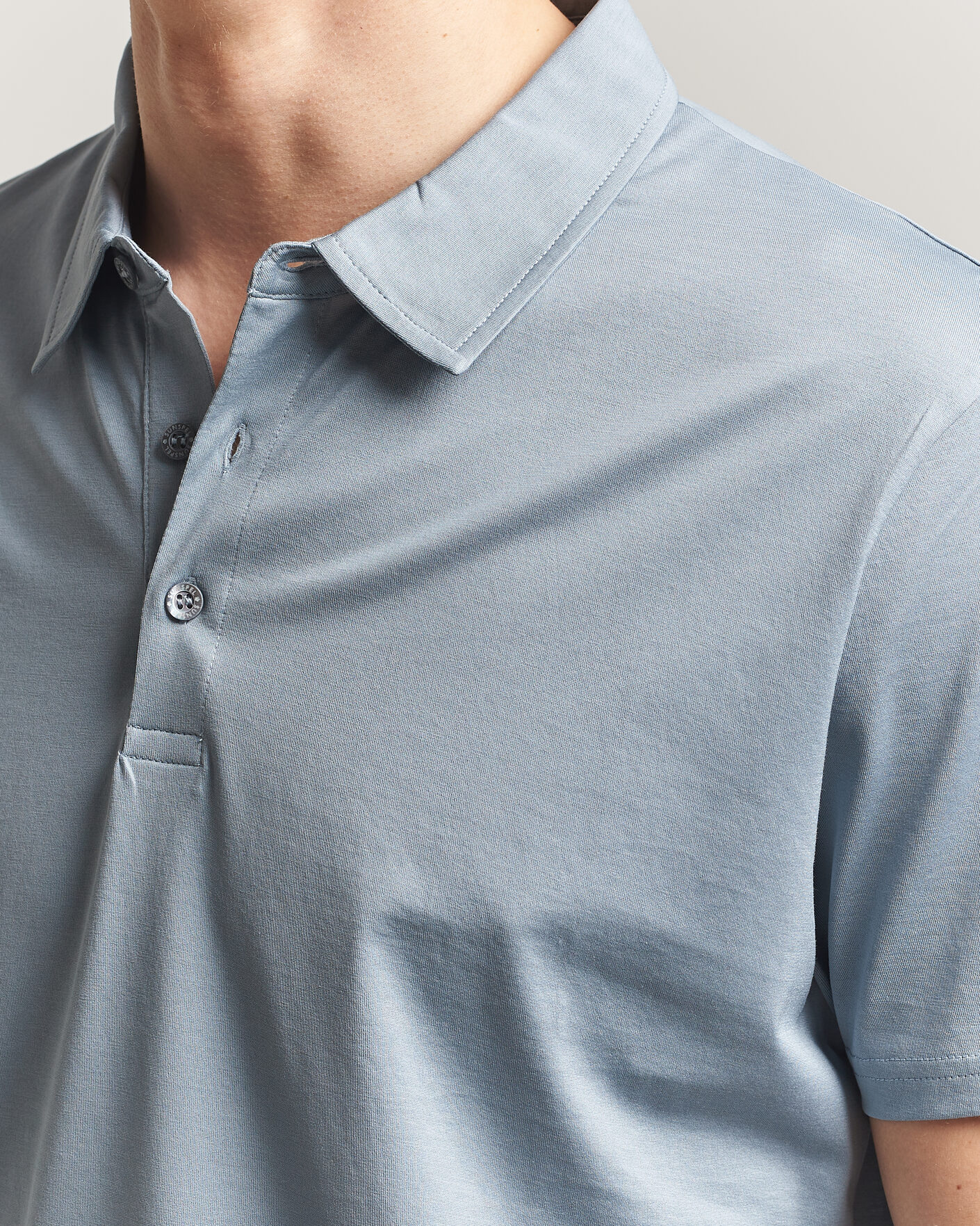 Herre | Polotrøjer | Sunspel | Cotton Jersey Polo Stone Blue