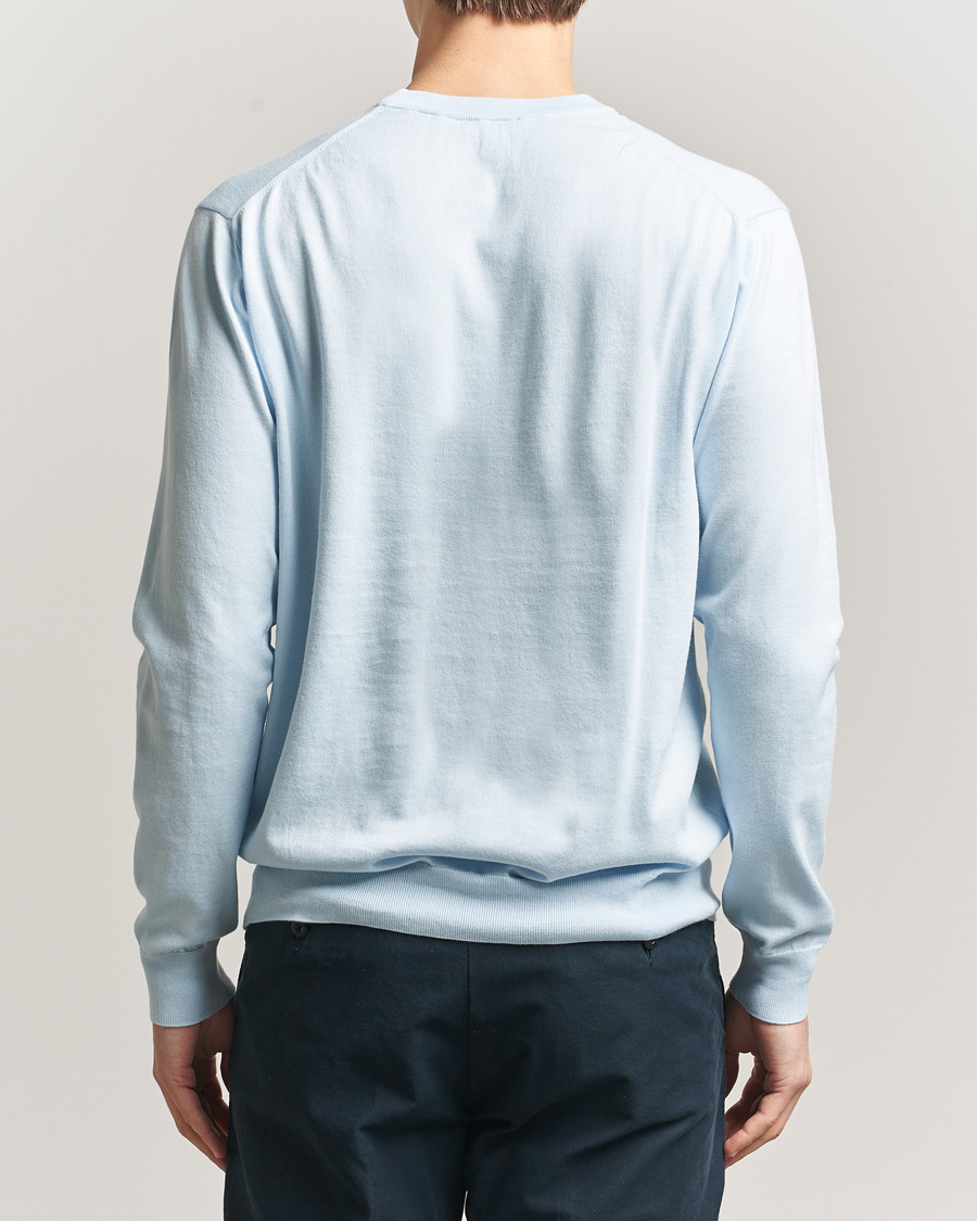 Herre | Trøjer | Sunspel | Lightweight Knitted Cotton Crew Pastel Blue