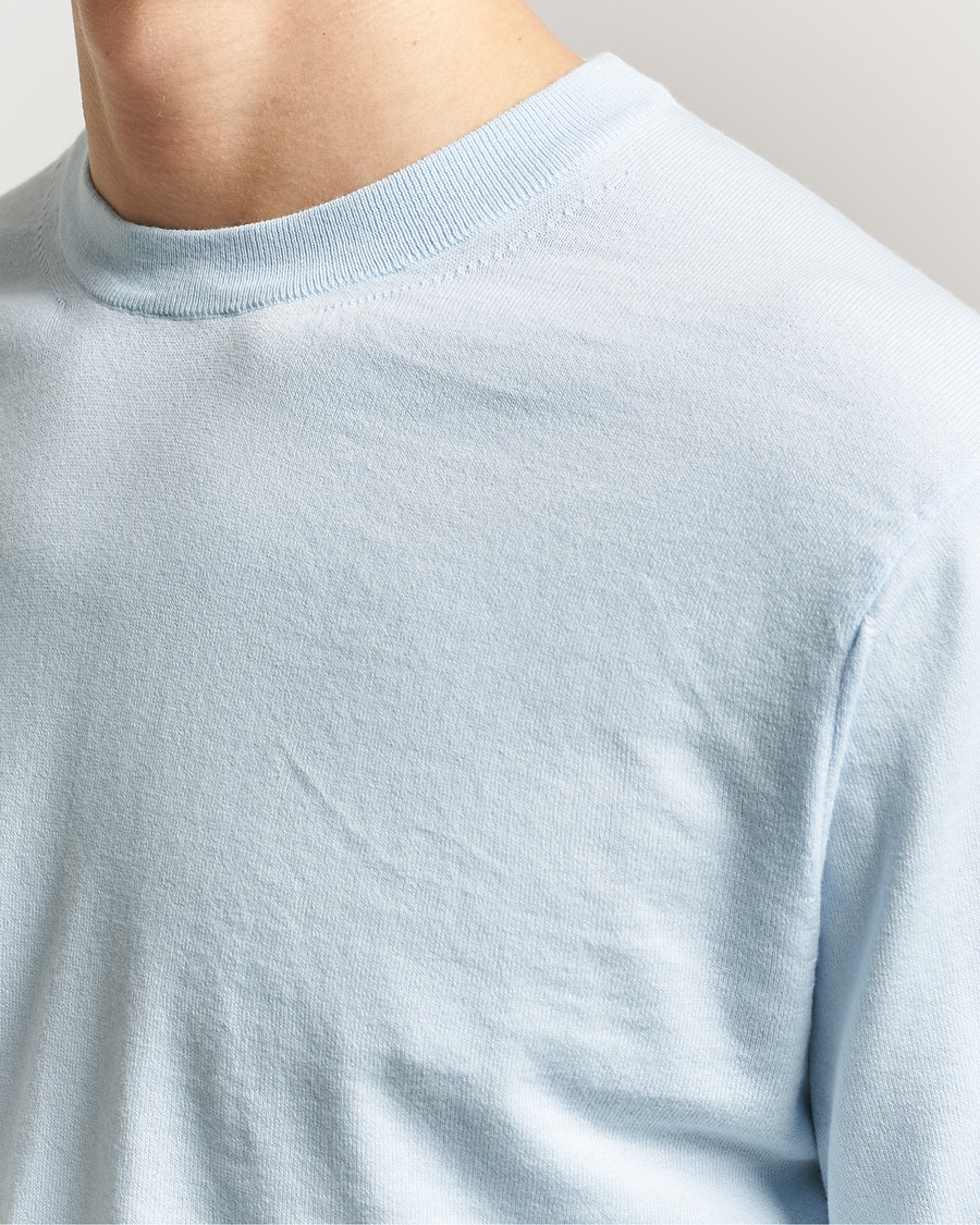 Herre | Trøjer | Sunspel | Lightweight Knitted Cotton Crew Pastel Blue
