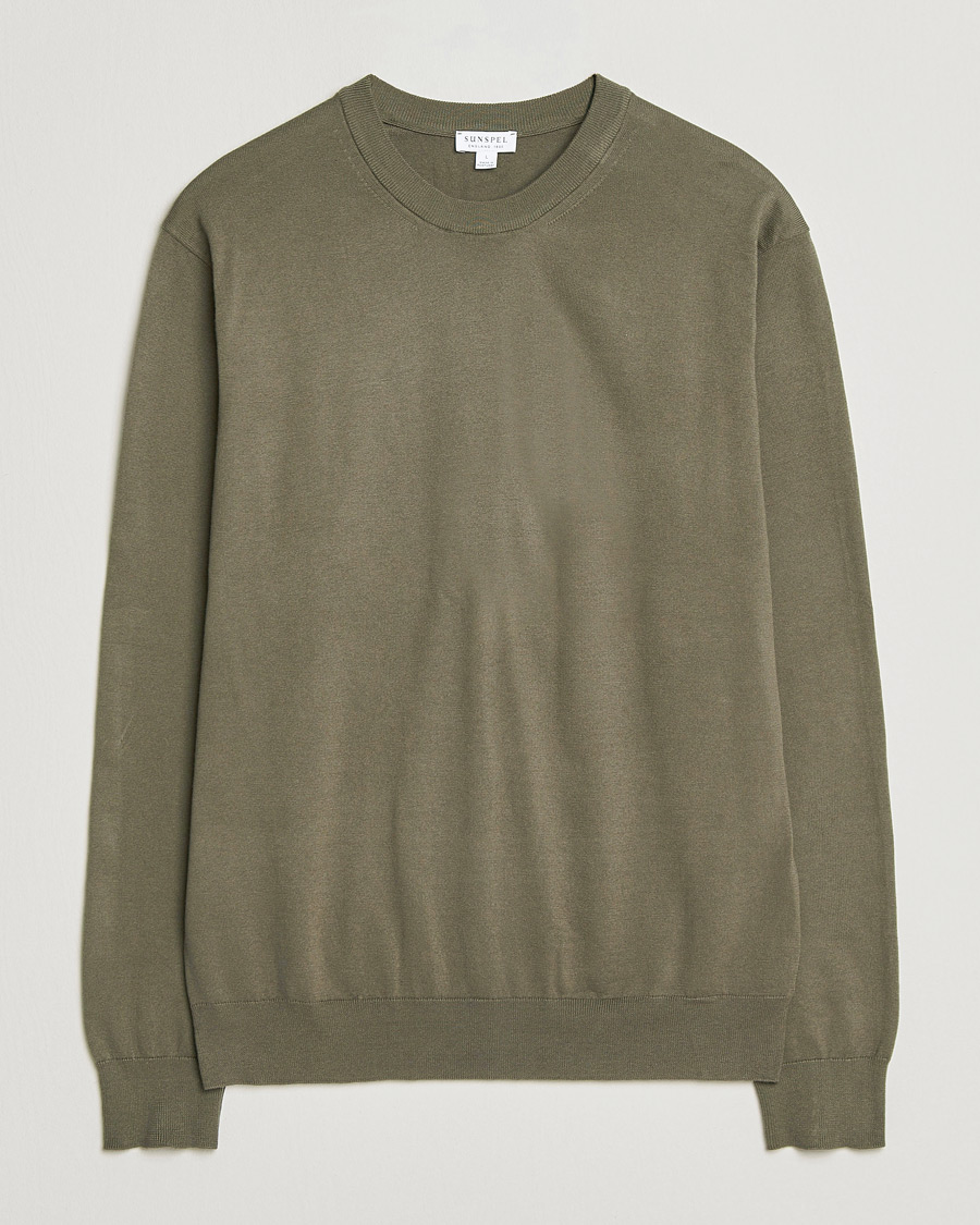 Herre | Trøjer | Sunspel | Lightweight Knitted Cotton Crew Khaki