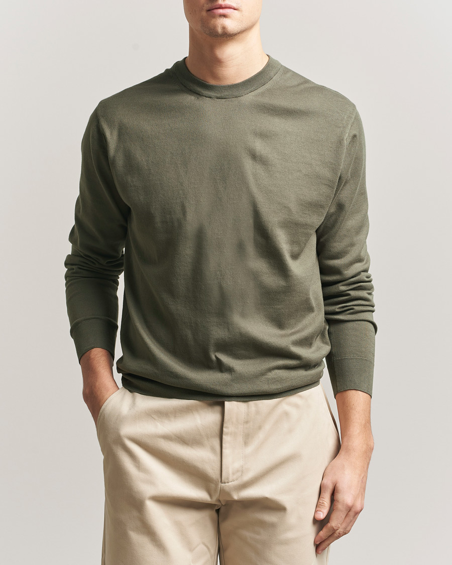 Herre | Trøjer | Sunspel | Lightweight Knitted Cotton Crew Khaki