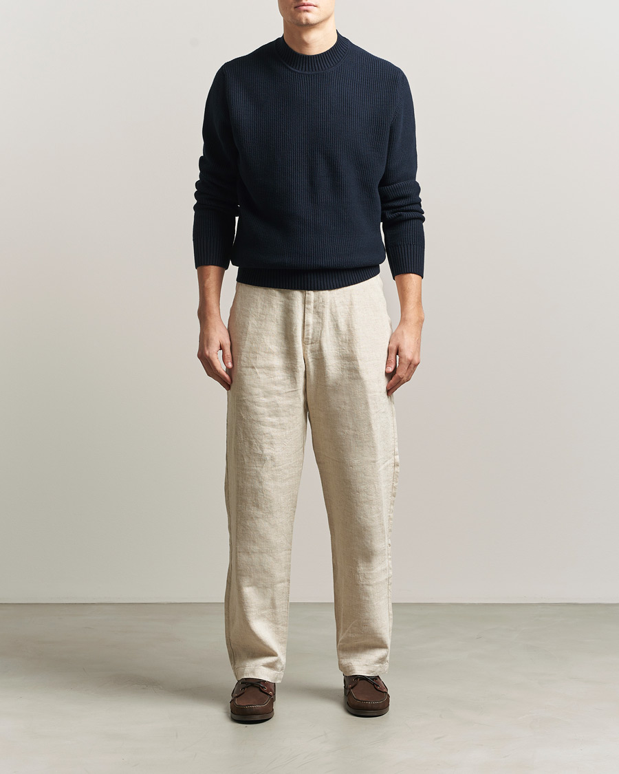 Herre | Trøjer | Sunspel | Cotton Stitch Mock Neck Navy