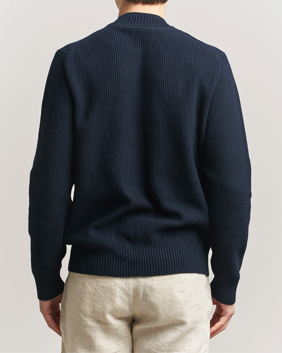 Herre | Trøjer | Sunspel | Cotton Stitch Mock Neck Navy