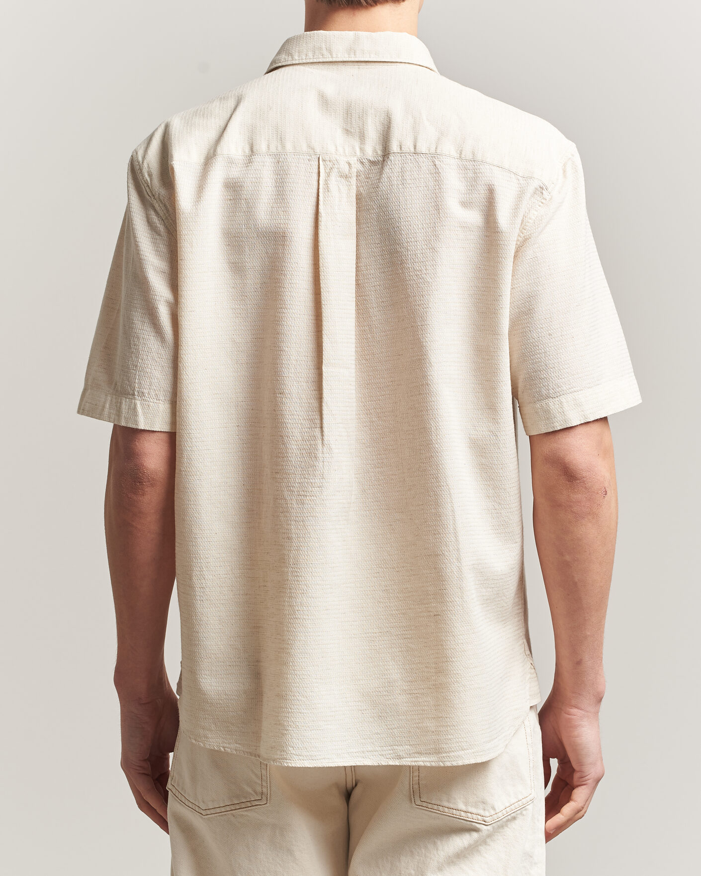 Herre | Skjorter | Sunspel | Natural Texture Linen Shirt Ecru