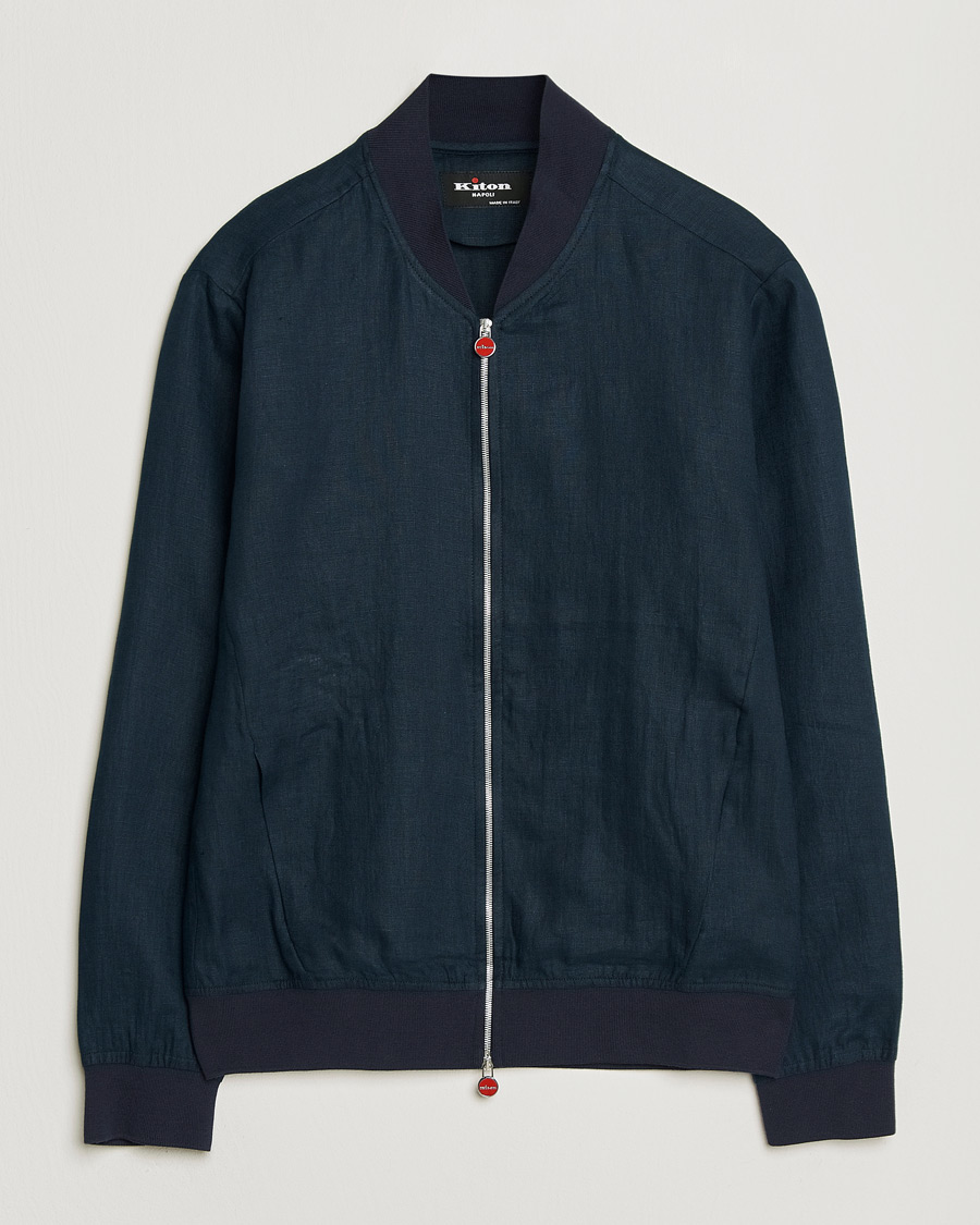 Herre | Jakker | Kiton | Unlined Linen Bomber Jacket Navy