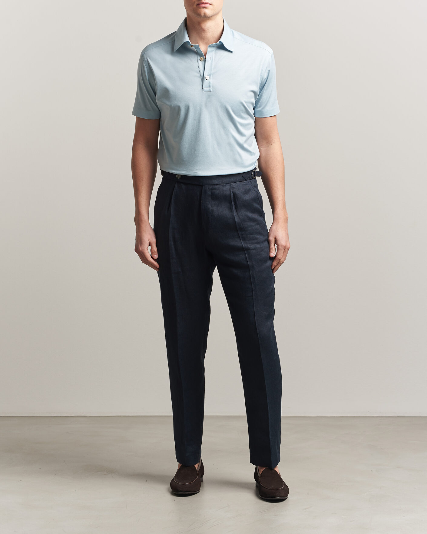 Herre | Polotrøjer | Kiton | Short Sleeve Jersey Polo Sky Blue