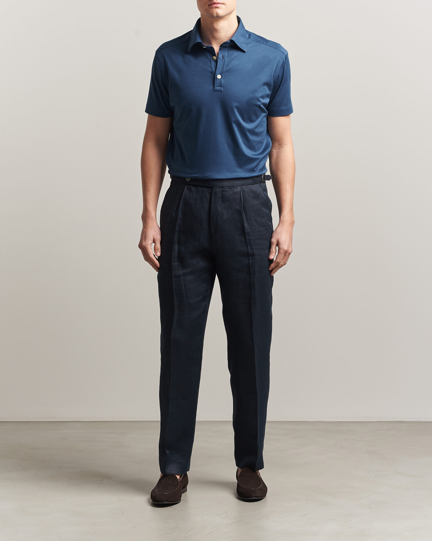 Herre | Polotrøjer | Kiton | Short Sleeve Jersey Polo Dark Blue
