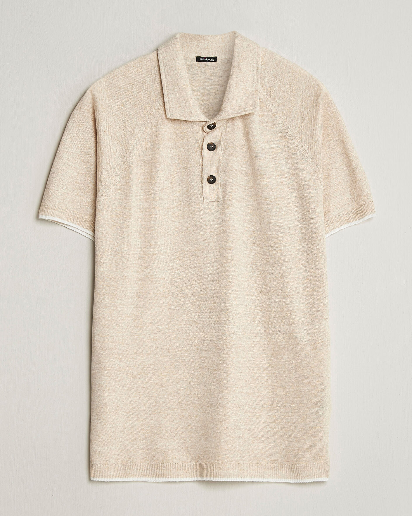 Herre | Polotrøjer | Kiton | Linen Raglan Polo Shirt Ecru