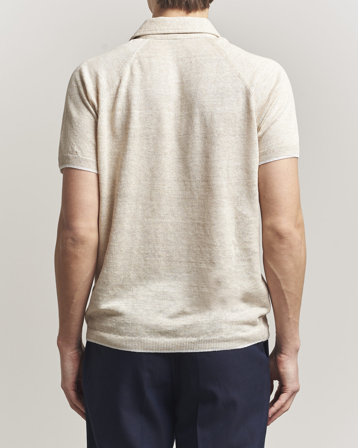 Herre | Polotrøjer | Kiton | Linen Raglan Polo Shirt Ecru