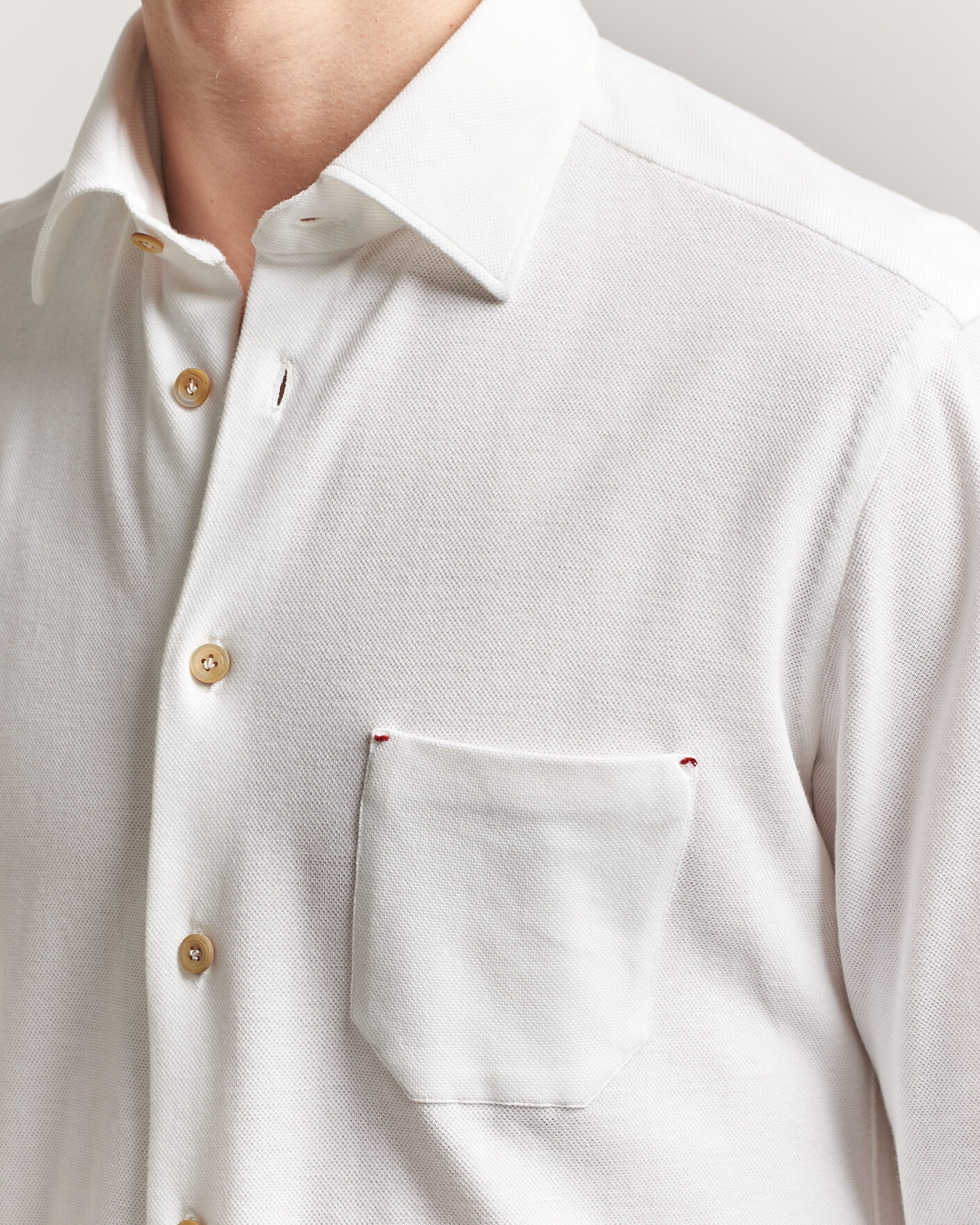 Herre | Skjorter | Kiton | Jersey Piquet Shirt White