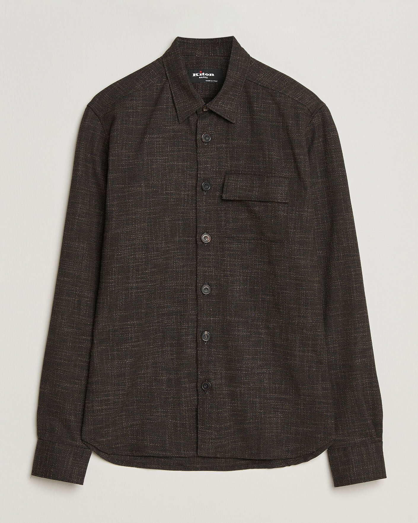 Herre | Skjorter | Kiton | Virgin Wool Overshirt Dark Brown