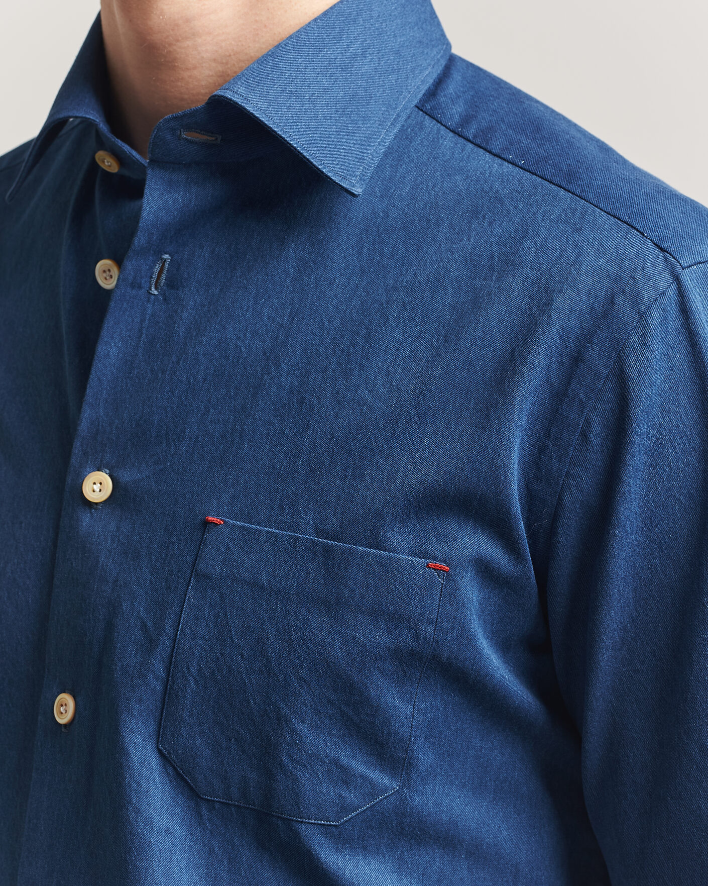 Herre | Skjorter | Kiton | Denim Sport Shirt Medium Blue