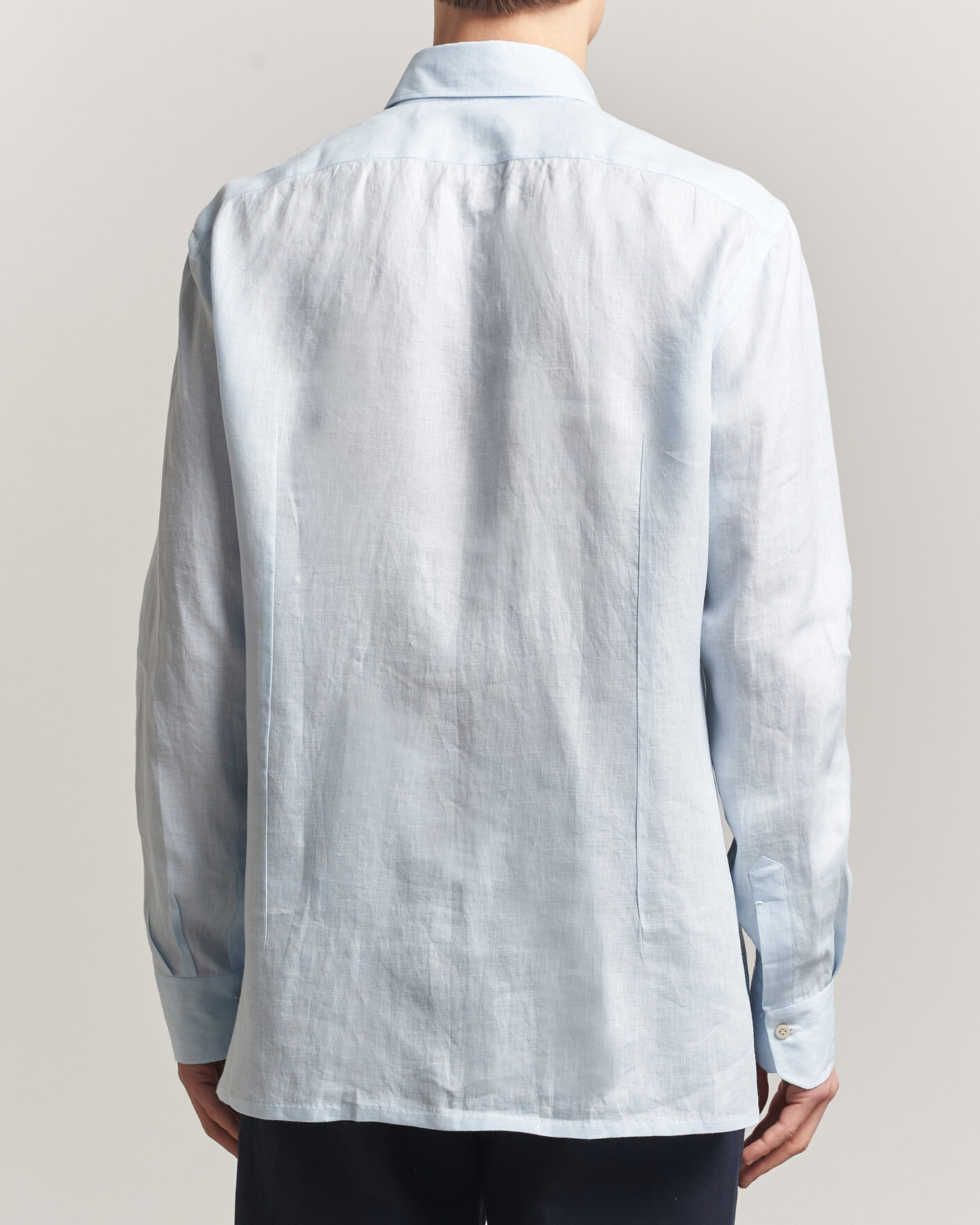 Herre | Skjorter | Kiton | Linen Sport Shirt Light Blue