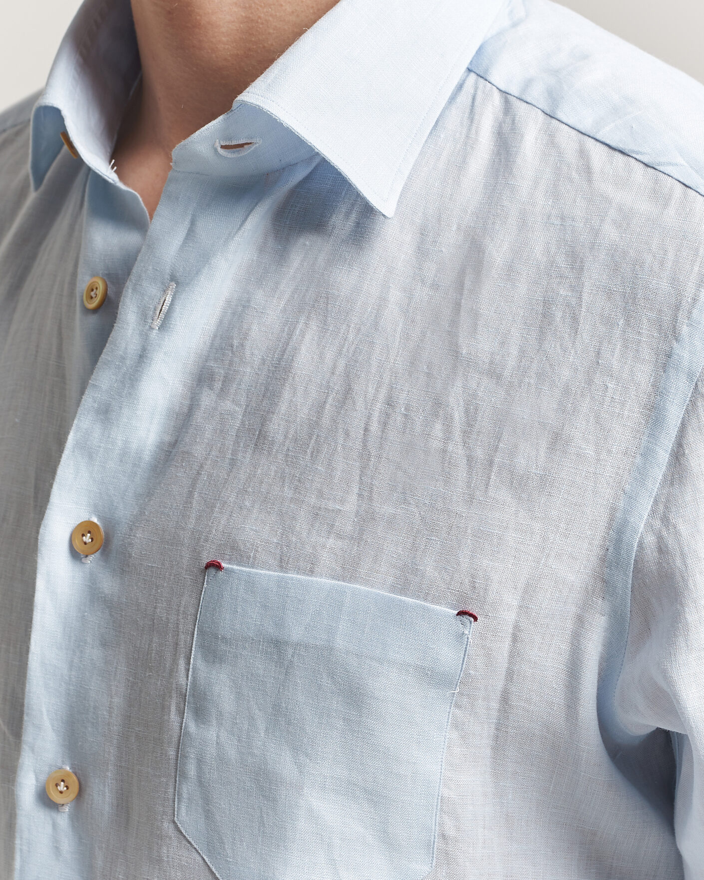 Herre | Skjorter | Kiton | Linen Sport Shirt Light Blue