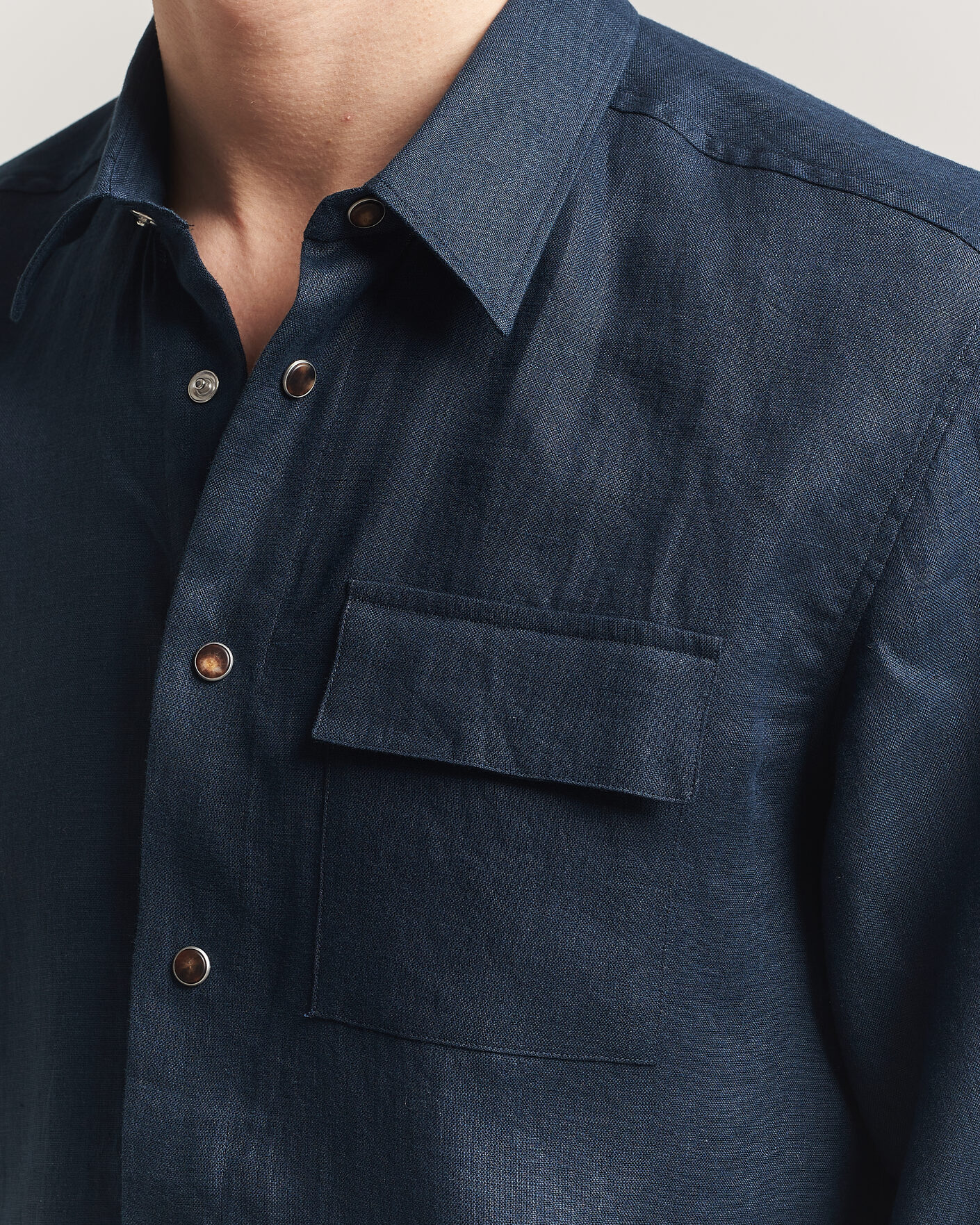 Herre | Skjorter | Kiton | Linen Overshirt Navy