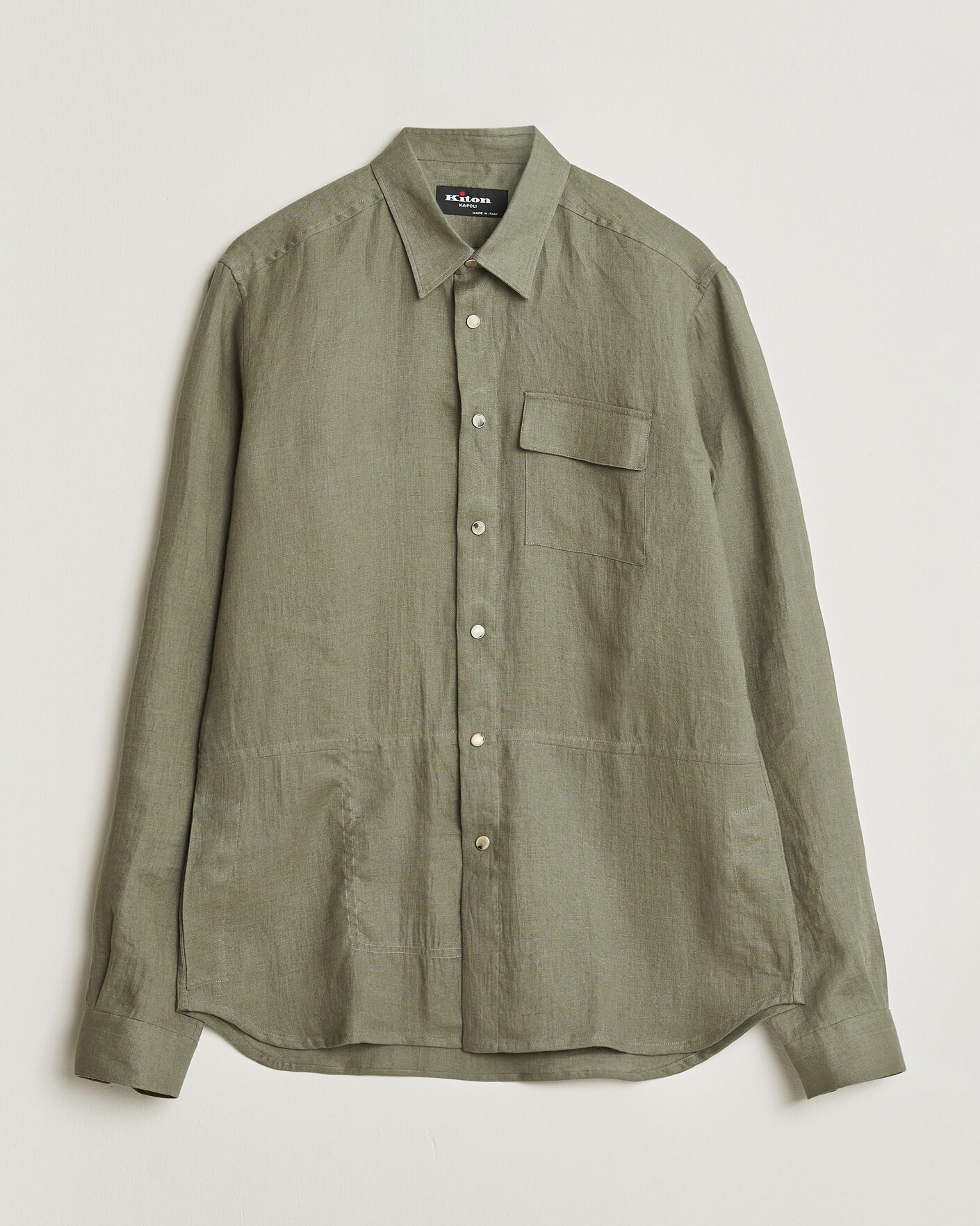 Herre | Skjorter | Kiton | Linen Overshirt Khaki