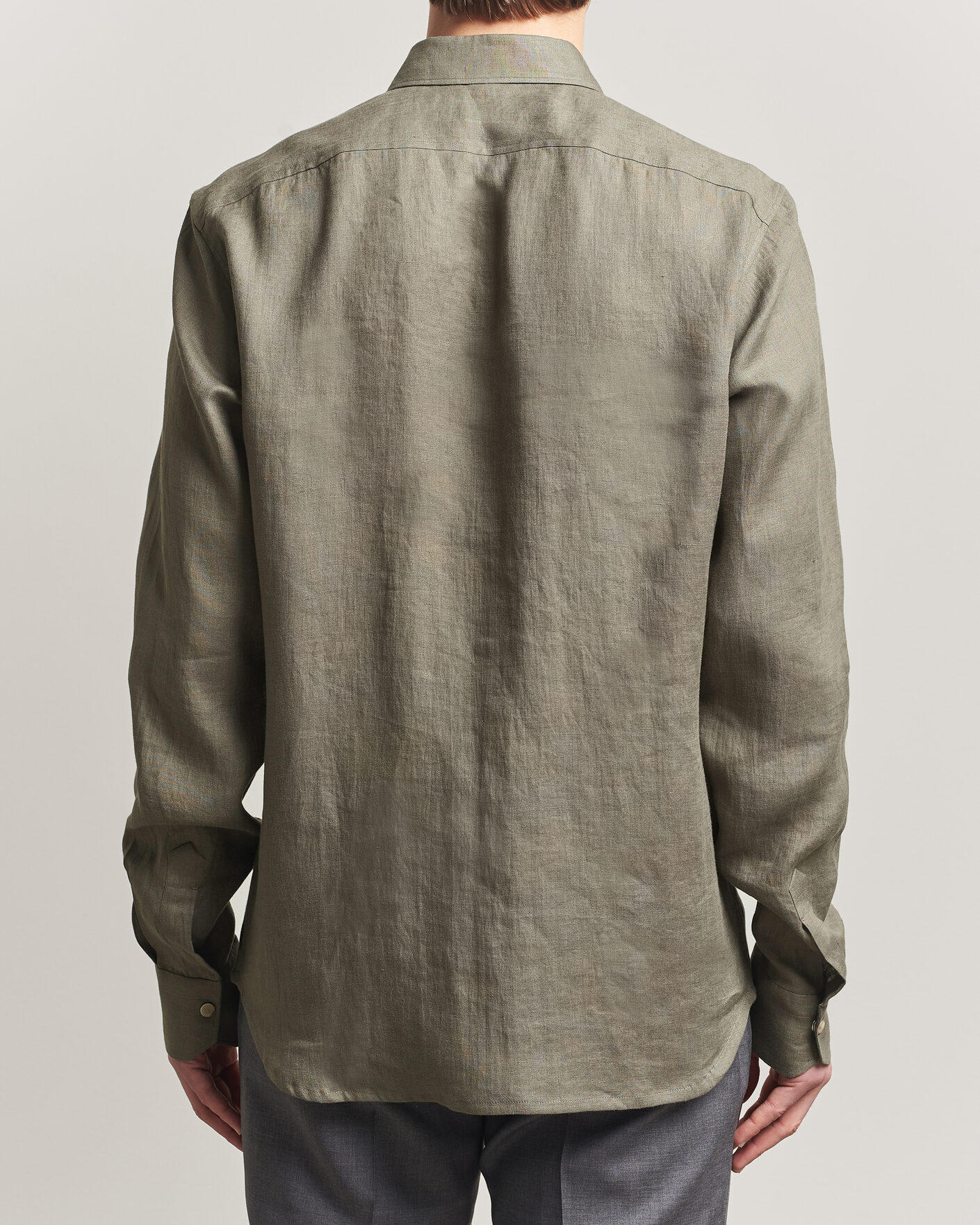 Herre | Skjorter | Kiton | Linen Overshirt Khaki