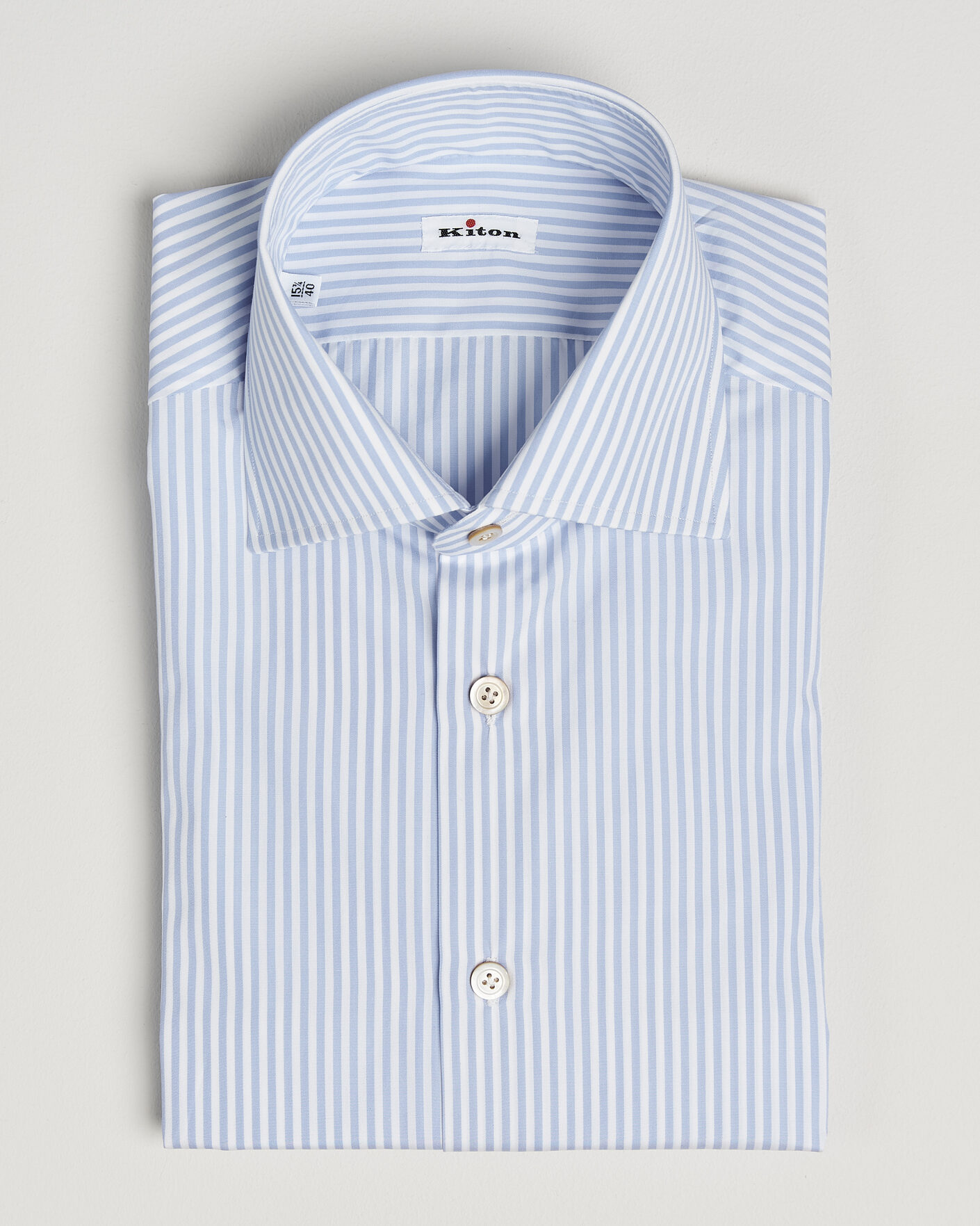 Herre | Skjorter | Kiton | Slim Fit Dress Shirt Light Blue Stripe