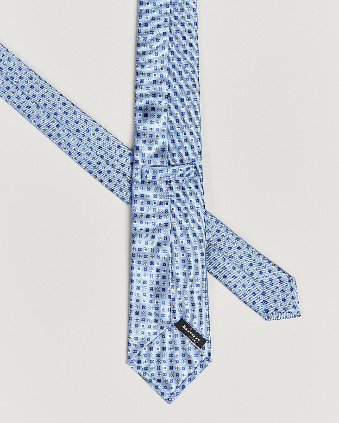 Herre | Slips | Kiton | Printed Flower Silk Tie Light Blue
