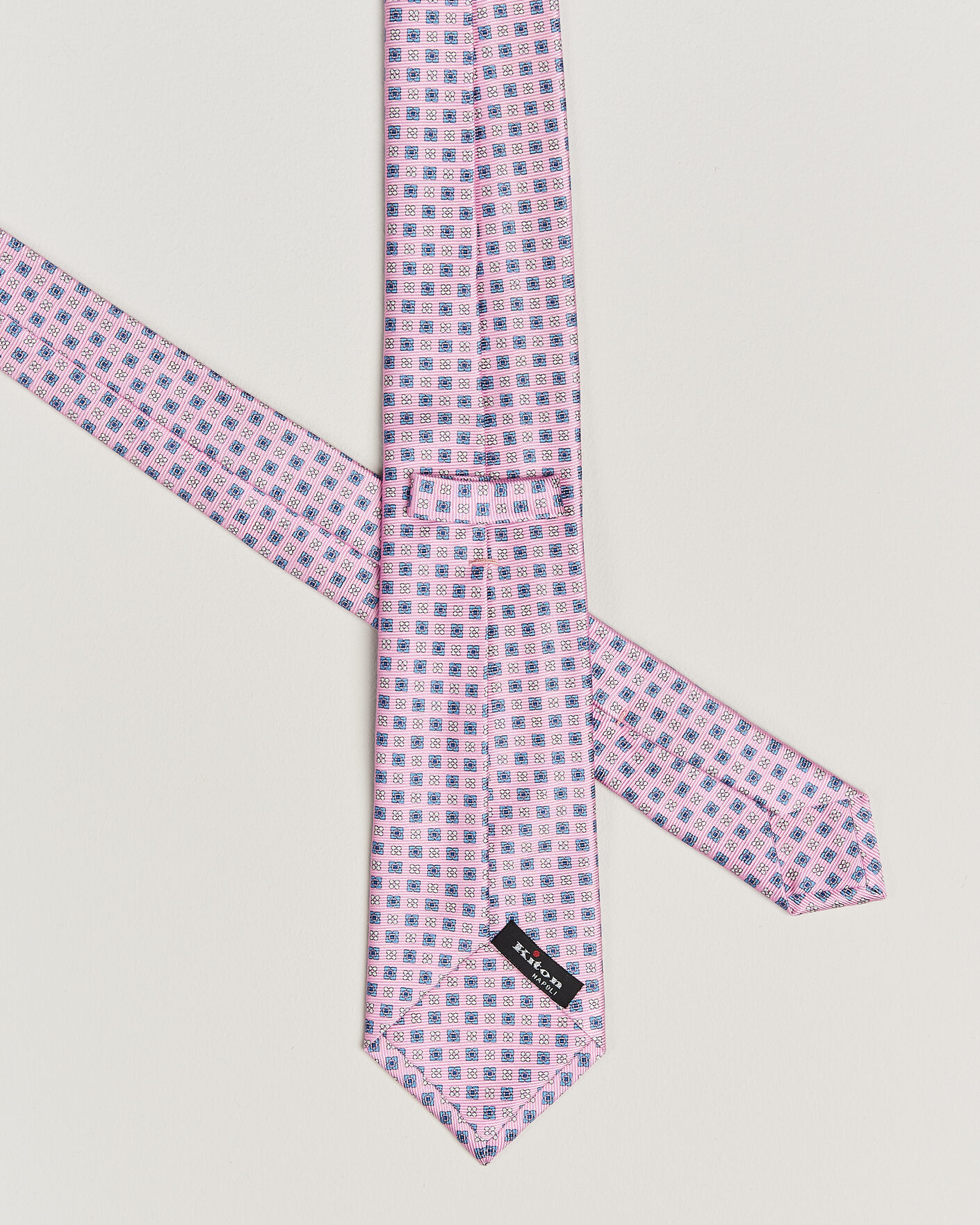 Herre | Slips | Kiton | Printed Flower Silk Tie Pink