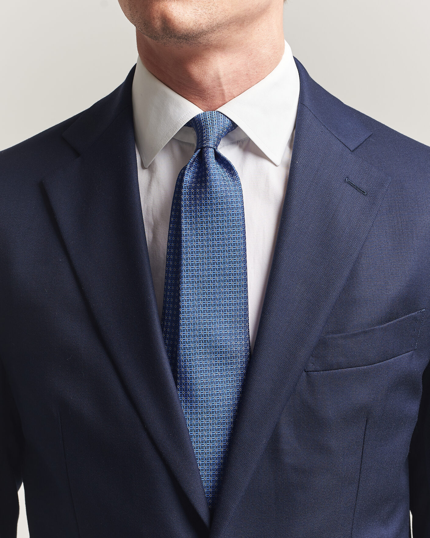 Herre | Slips | Kiton | Micro Structure Silk Tie Navy