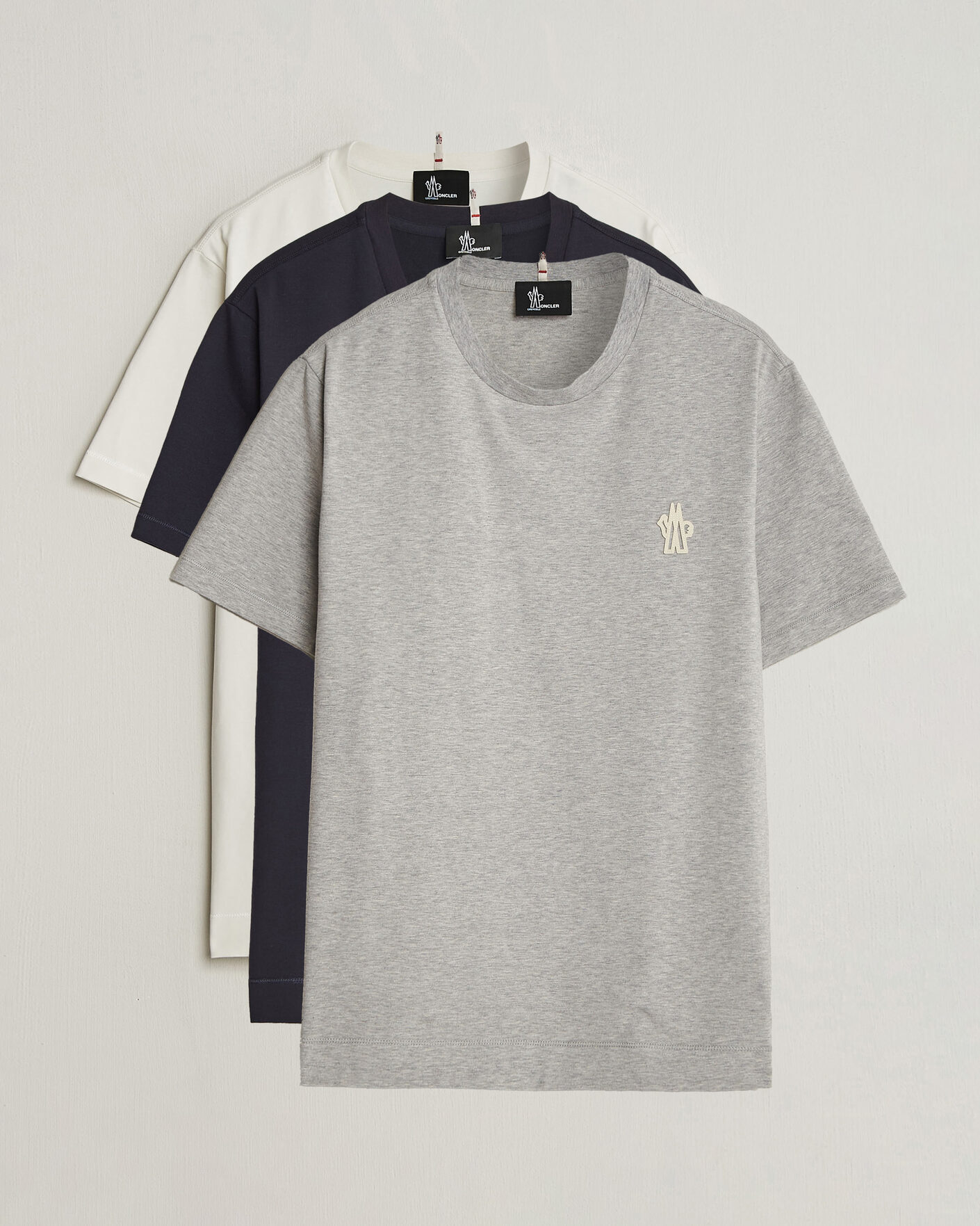 Herre | T-Shirts | Moncler Grenoble | 3-Pack Logo T-Shirts White/Grey/Black