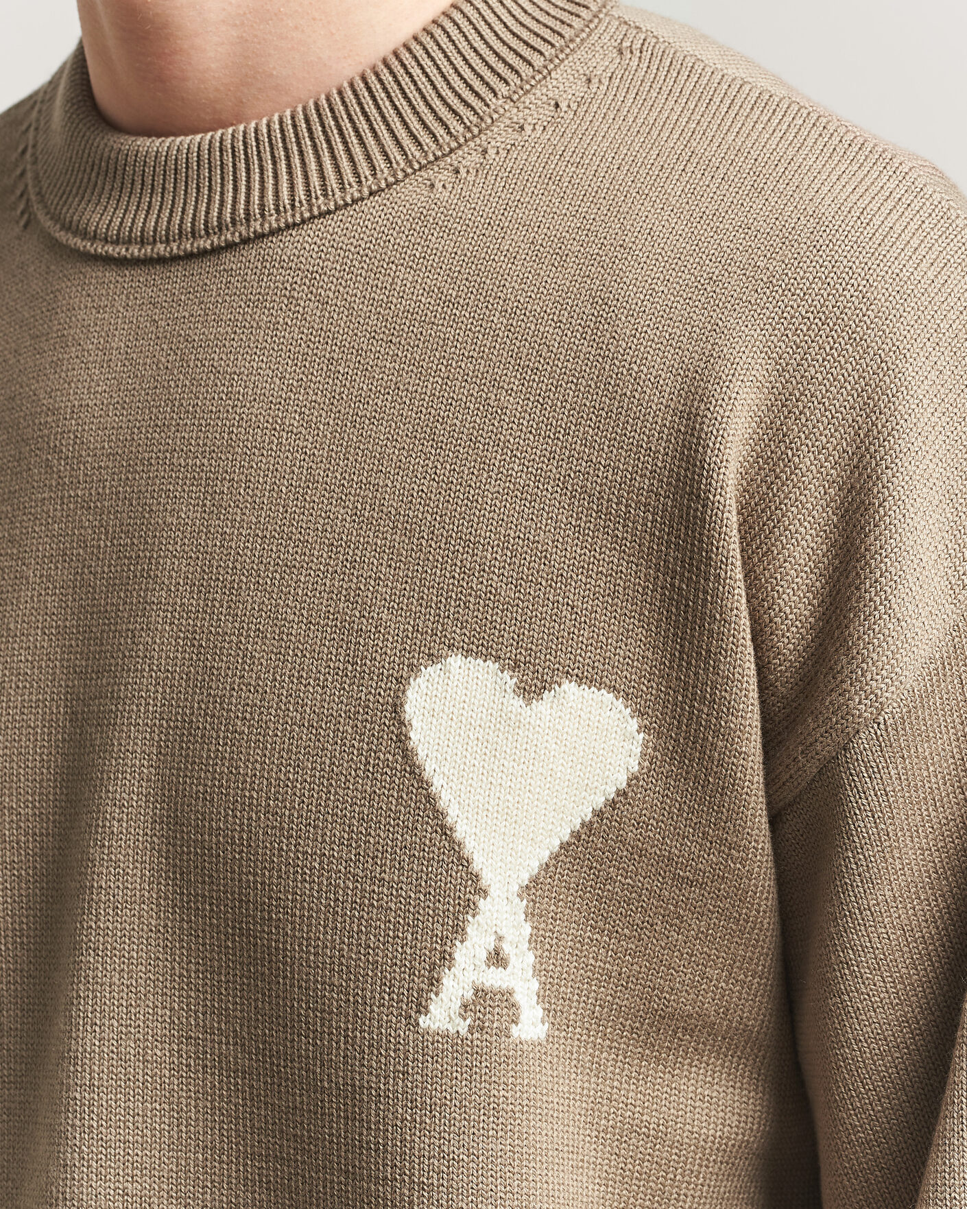 Herre | Trøjer | AMI | Big Heart Wool Sweater Beige