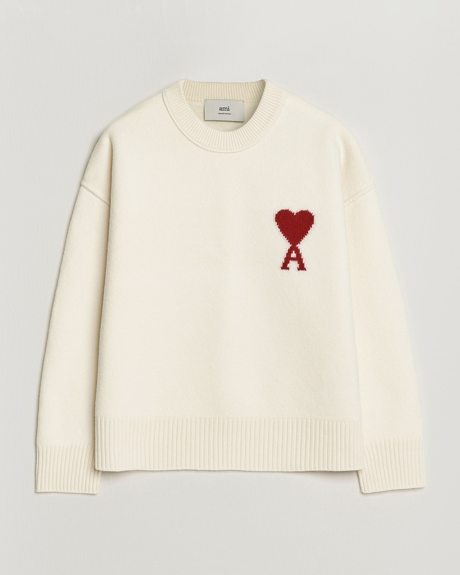 Herre | Trøjer | AMI | Big Heart Wool Sweater Ecru