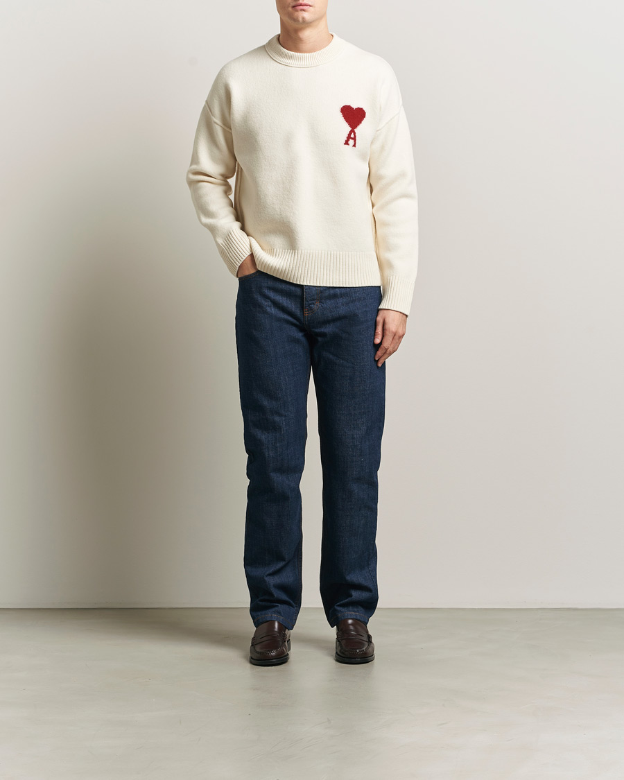 Herre | Trøjer | AMI | Big Heart Wool Sweater Ecru