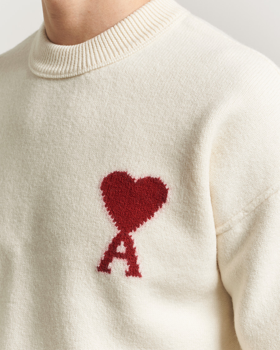 Herre | Trøjer | AMI | Big Heart Wool Sweater Ecru